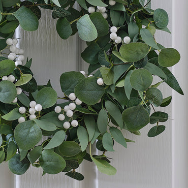 Eucalyptus and White Berries Christmas Door Wreath