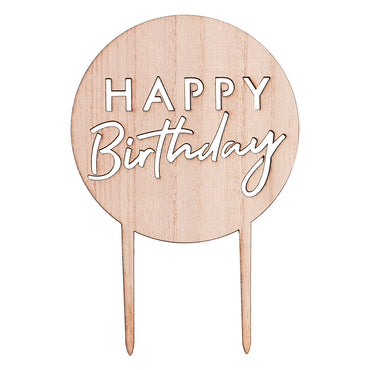 Mix It Up Wooden Happy Birthday Cake Topper