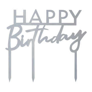 Mix It Up Silver Acrylic Happy Birthday Cake Topper