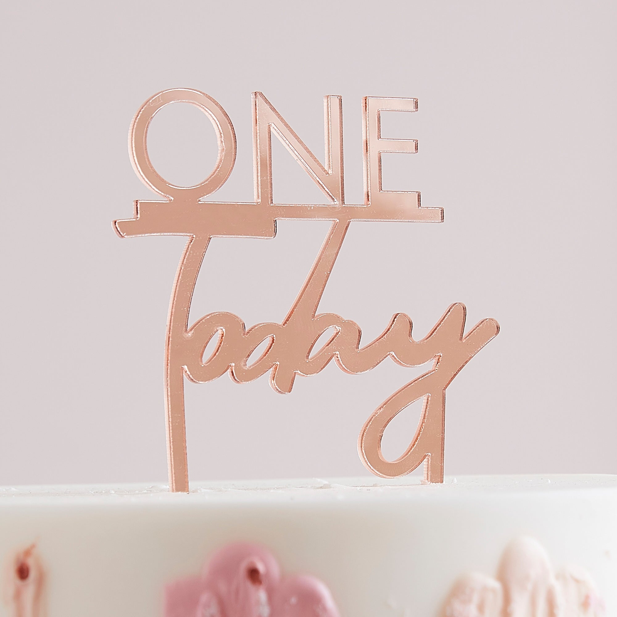 Mix It Up Rose Gold One Today 1st Birthday Cake Topper