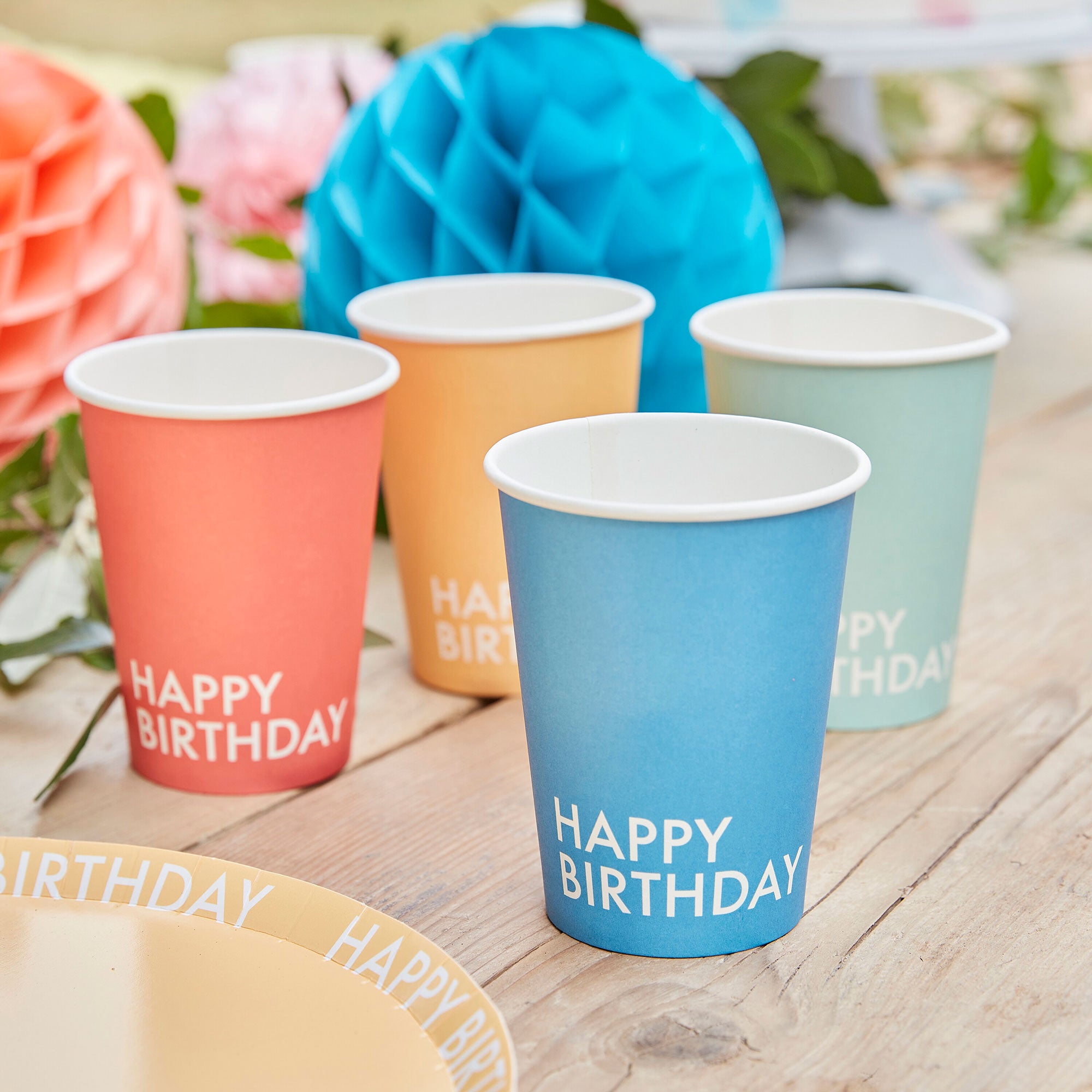 Mix It Up Brights Happy Birthday Paper Cups 9oz, 8pcs