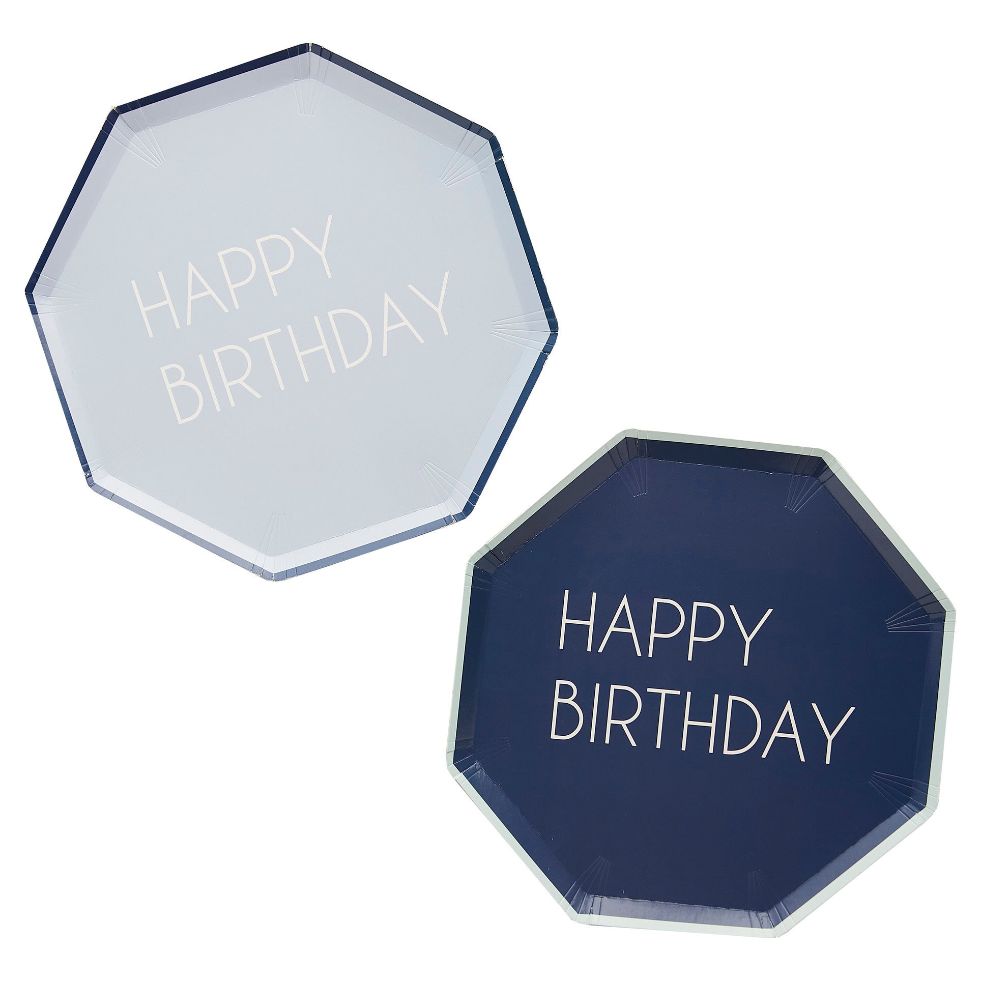 Navy & Blue Happy Birthday Eco Paper Plates Mixed Pack 8pcs
