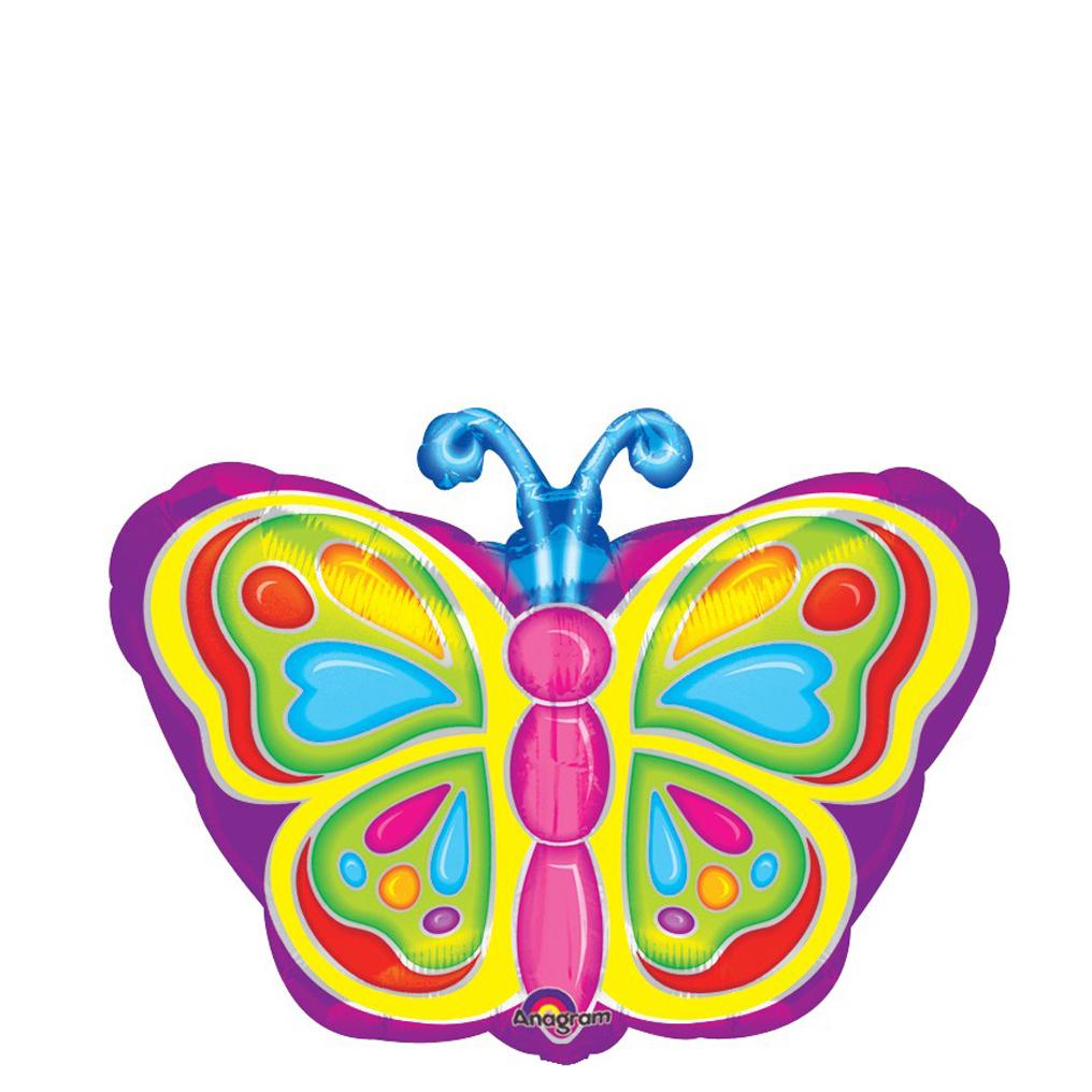 Bright Butterfly Foil Balloon 18in Balloons & Streamers - Party Centre