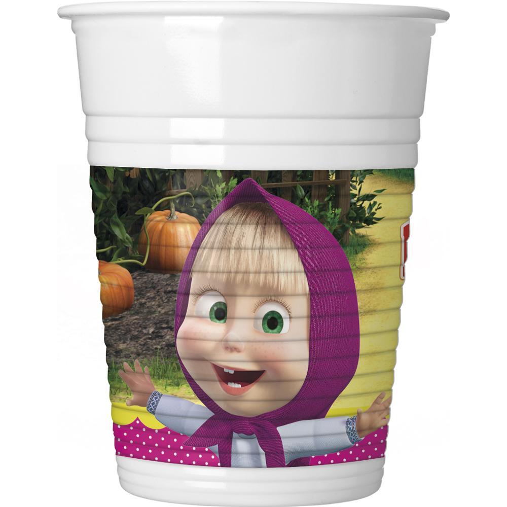 Masha and the Bear Plastic Cups 200ml 8pcs Printed Tableware - Party Centre