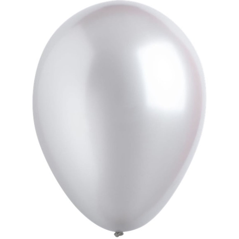 Silver Metallic Latex Balloons 11in, 50pcs Balloons & Streamers - Party Centre