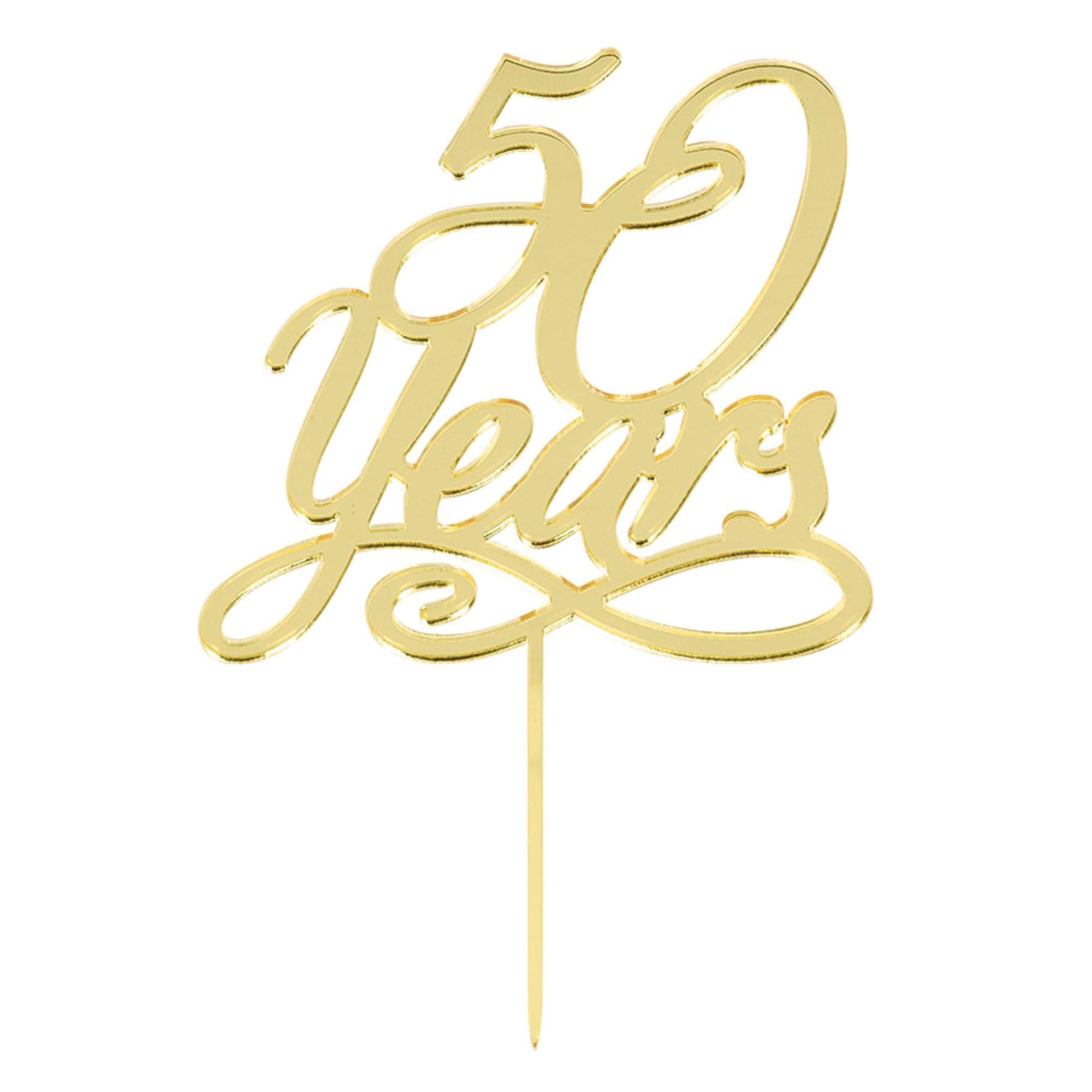 50 Years Gold Plastic Cake Topper Party Accessories - Party Centre