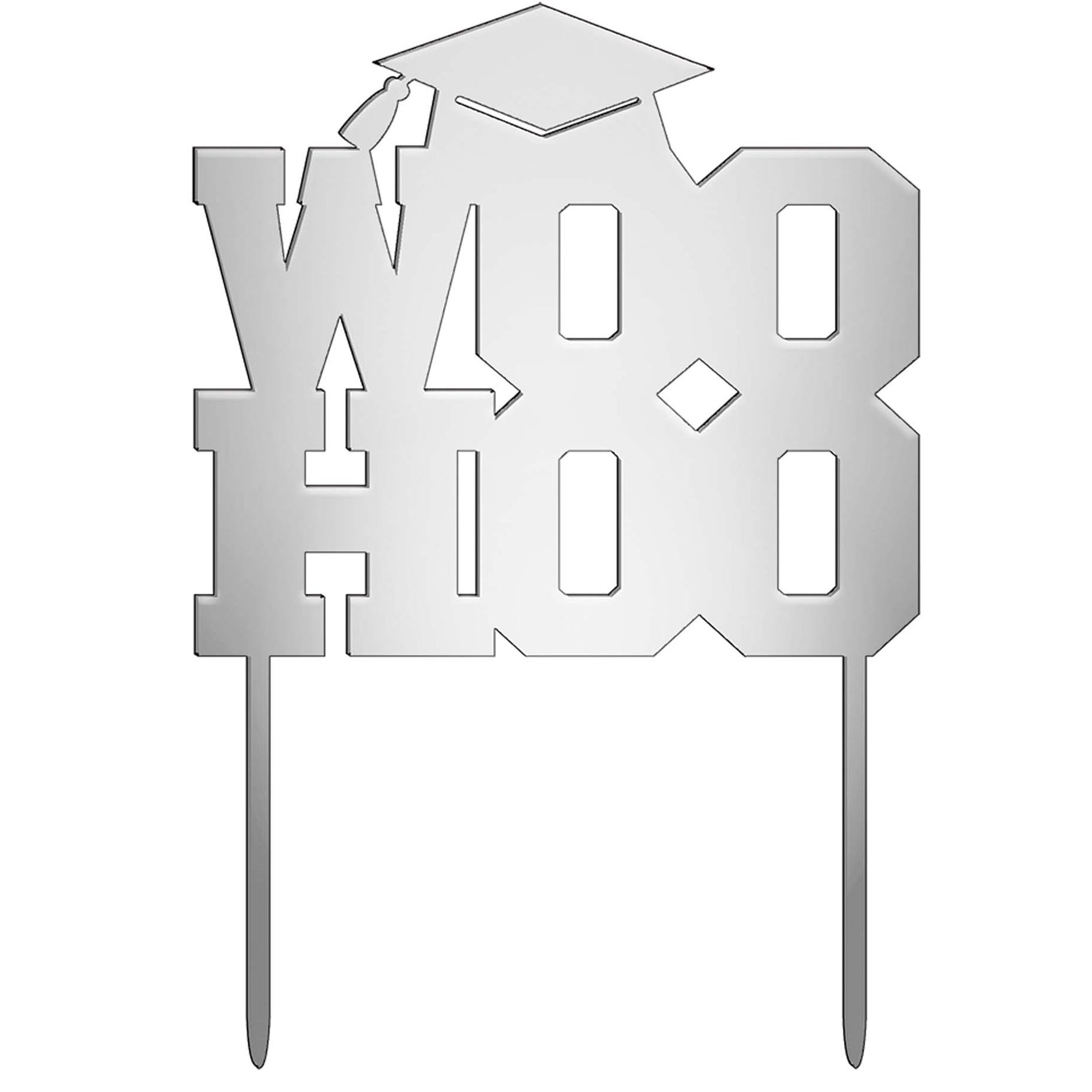 Woo Hoo Silver Plastic Cake Topper Candy Buffet - Party Centre