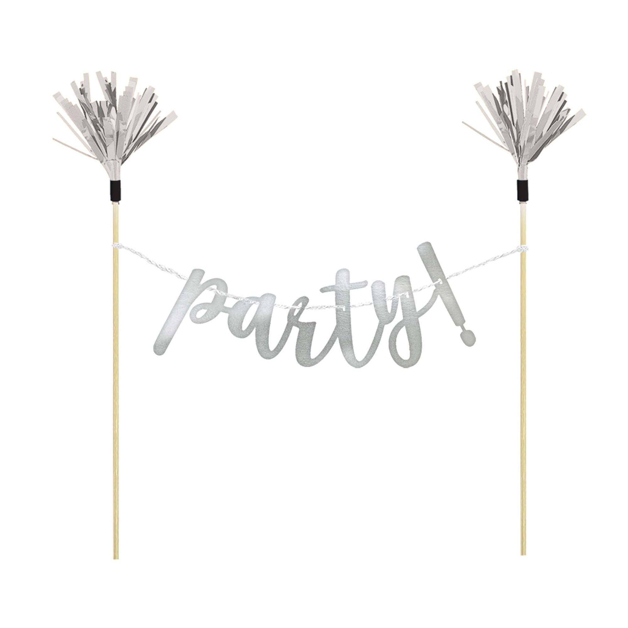 Party! Silver Cake Banner Party Accessories - Party Centre