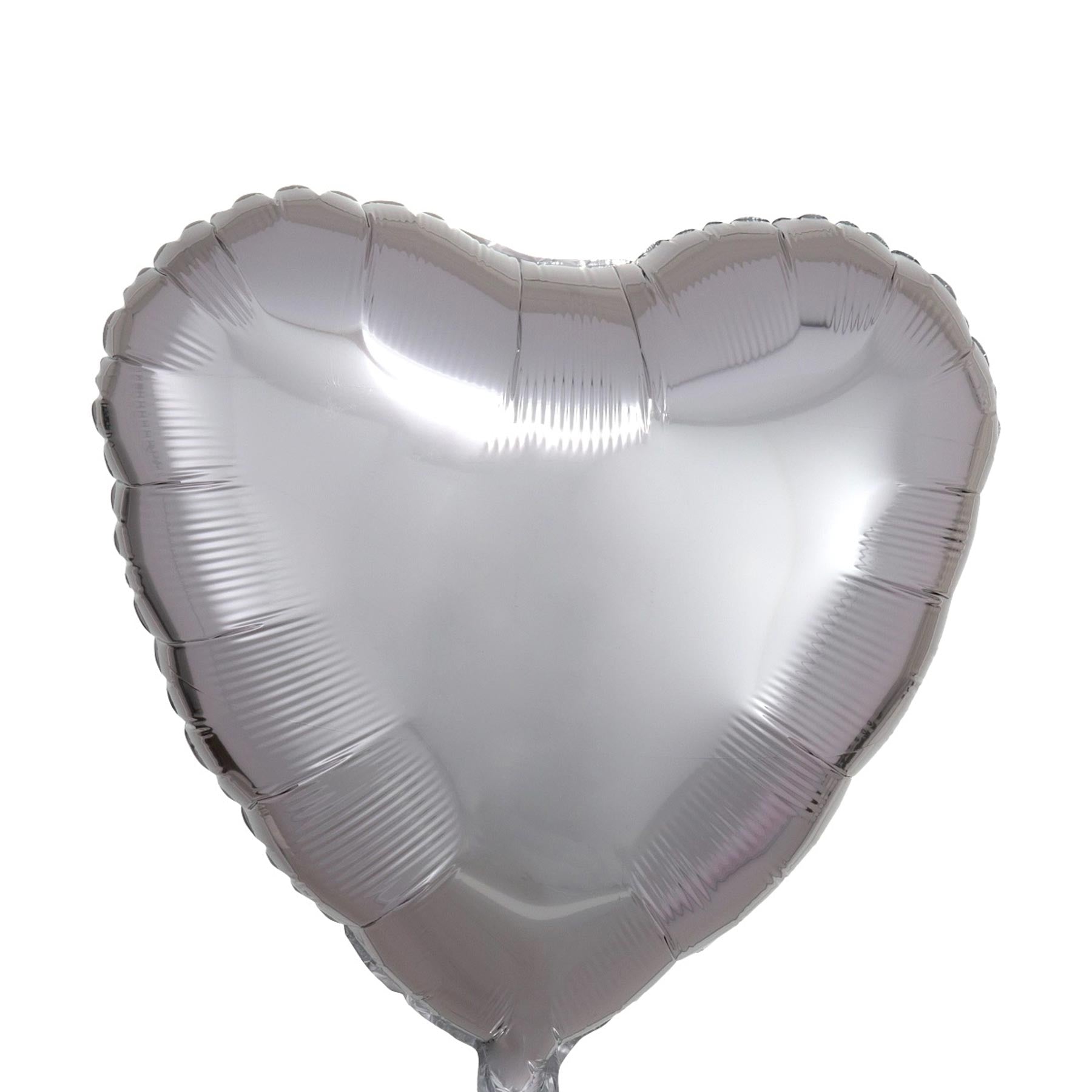 Silver Metallic Satin Luxe Heart Foil Balloon 45cm