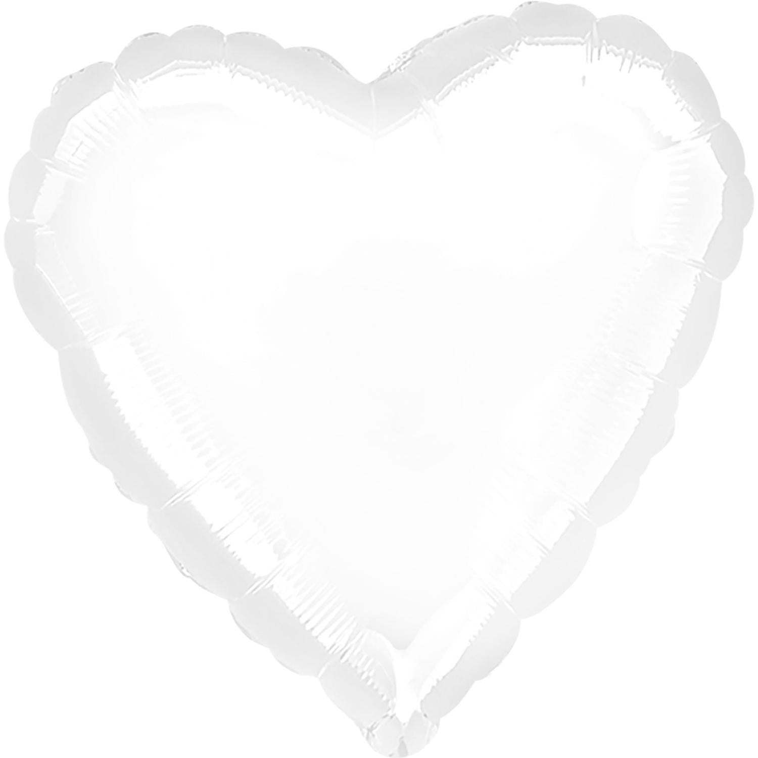 Metallic White Heart Foil Balloon 18in Balloons & Streamers - Party Centre