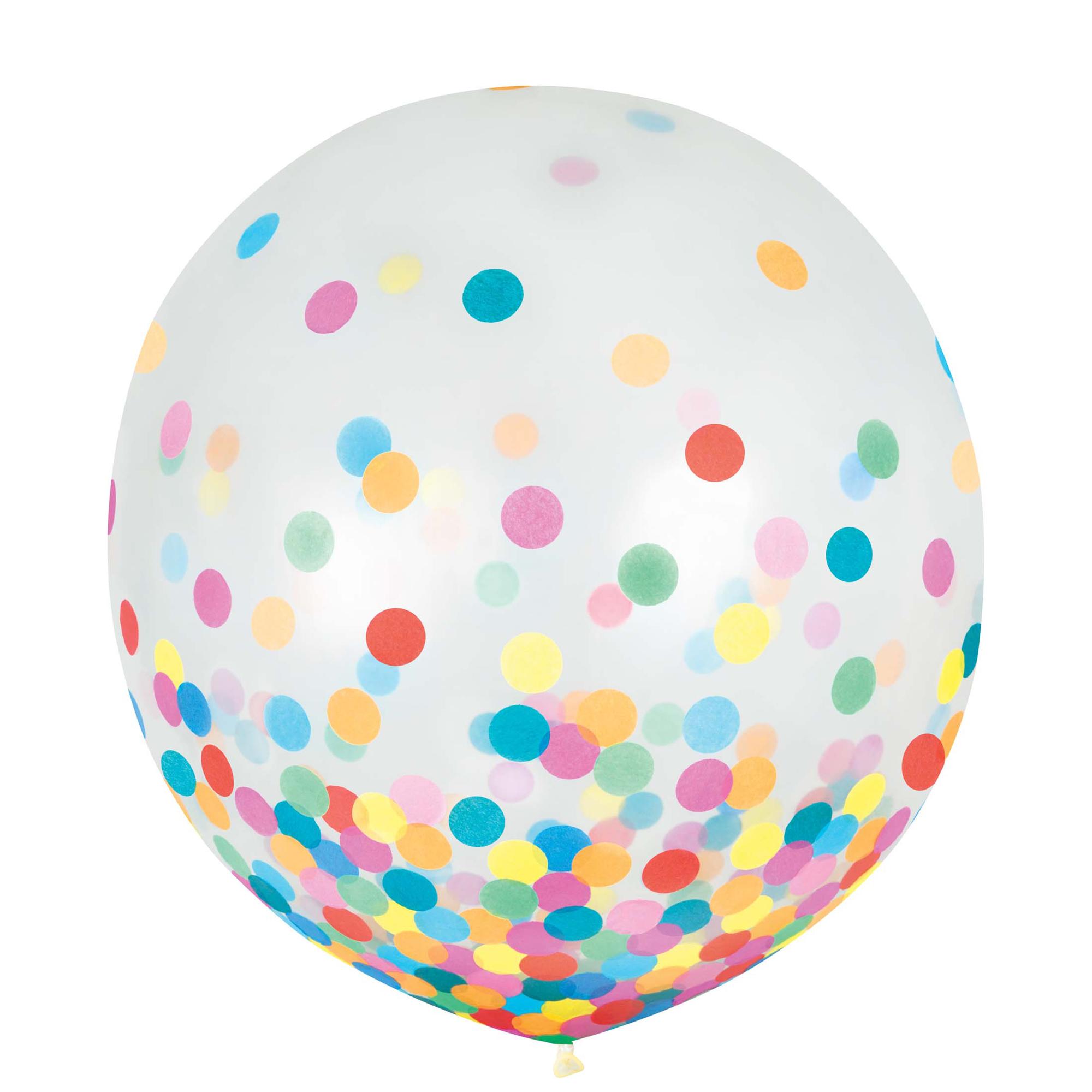 Brights Multi Latex Confetti Balloons 24in, 2pcs Balloons & Streamers - Party Centre