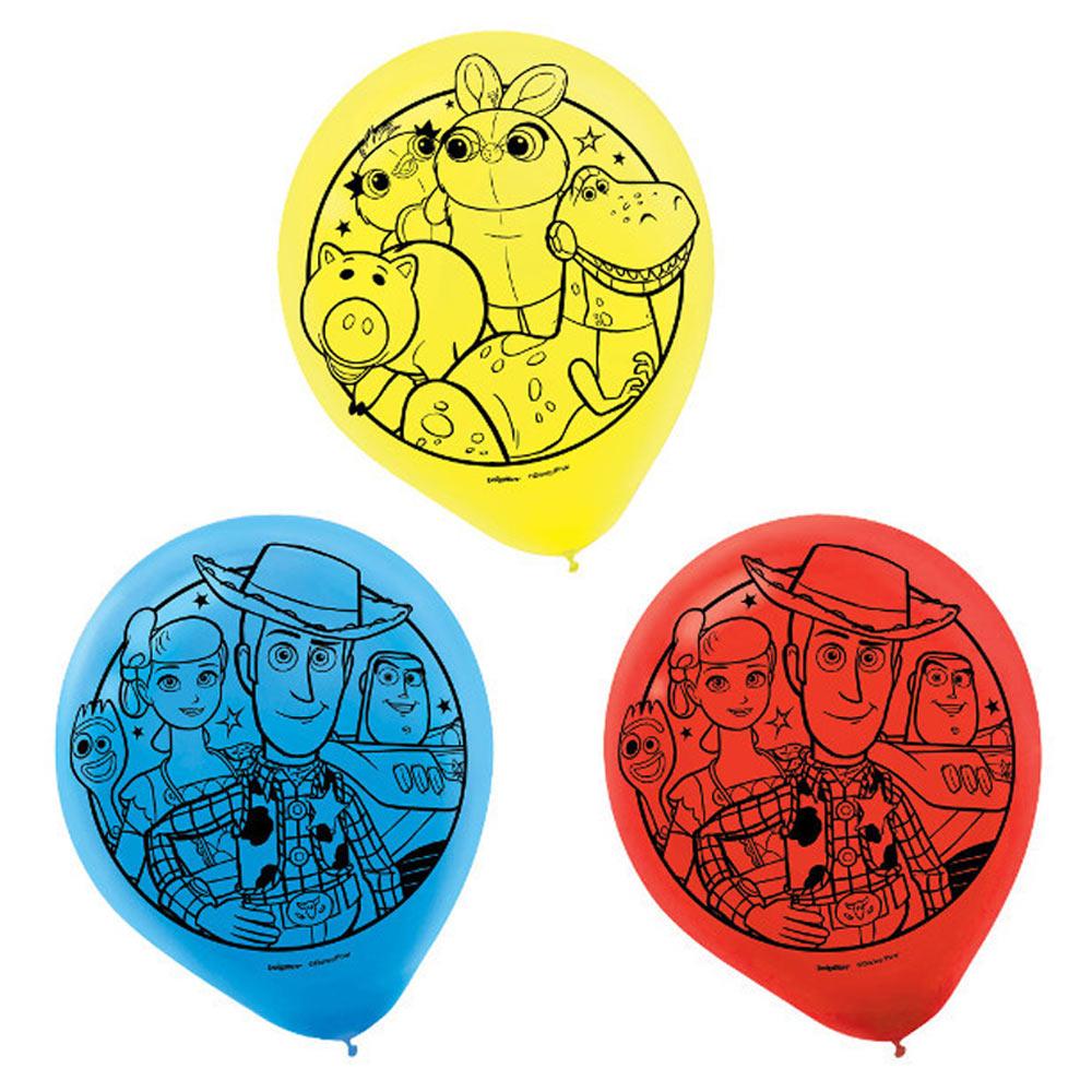 Disney Toy Story 4 Latex Balloons 12in, 6pcs Balloons & Streamers - Party Centre
