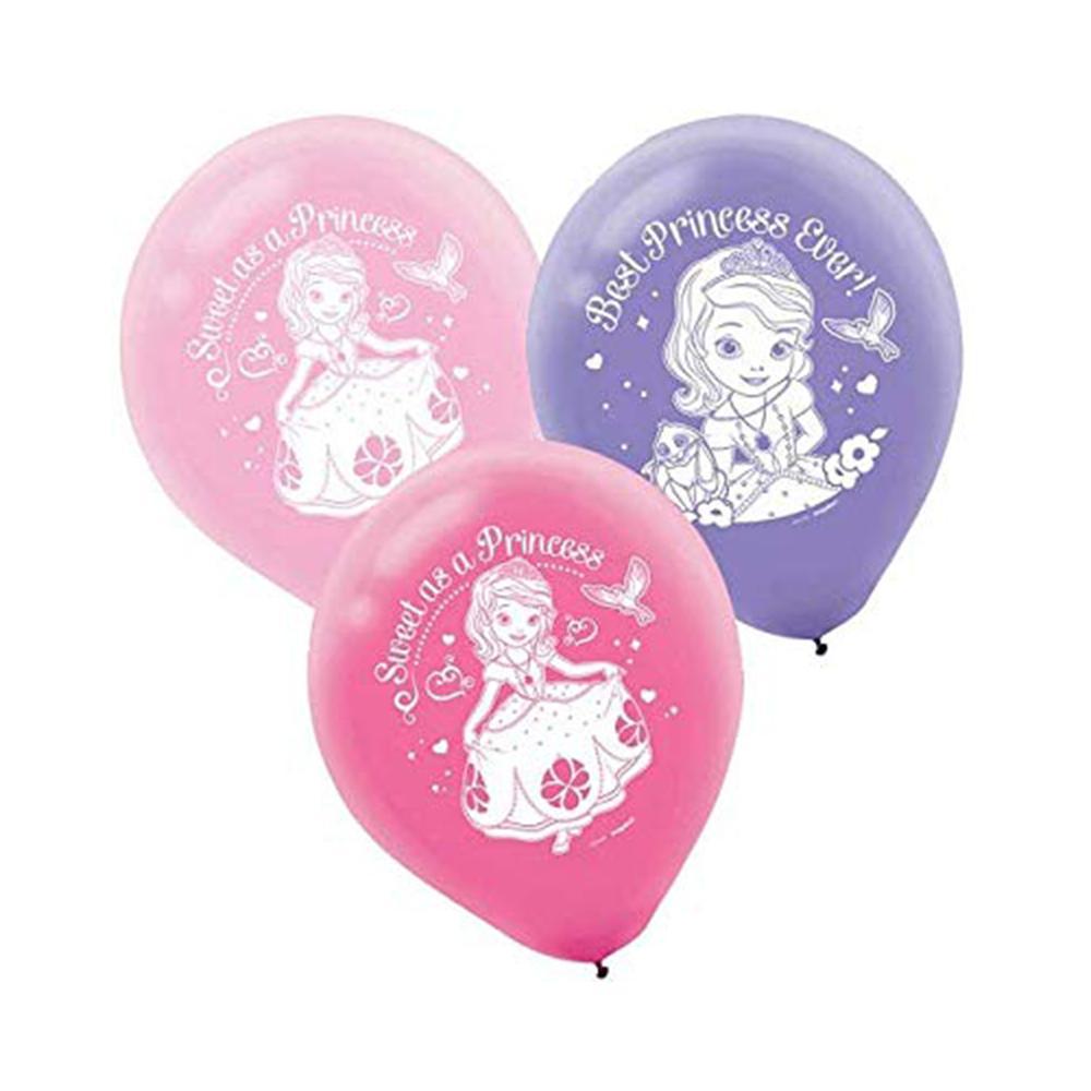 Disney Sofia The First Printed Latex Balloons, 6pcs Balloons & Streamers - Party Centre
