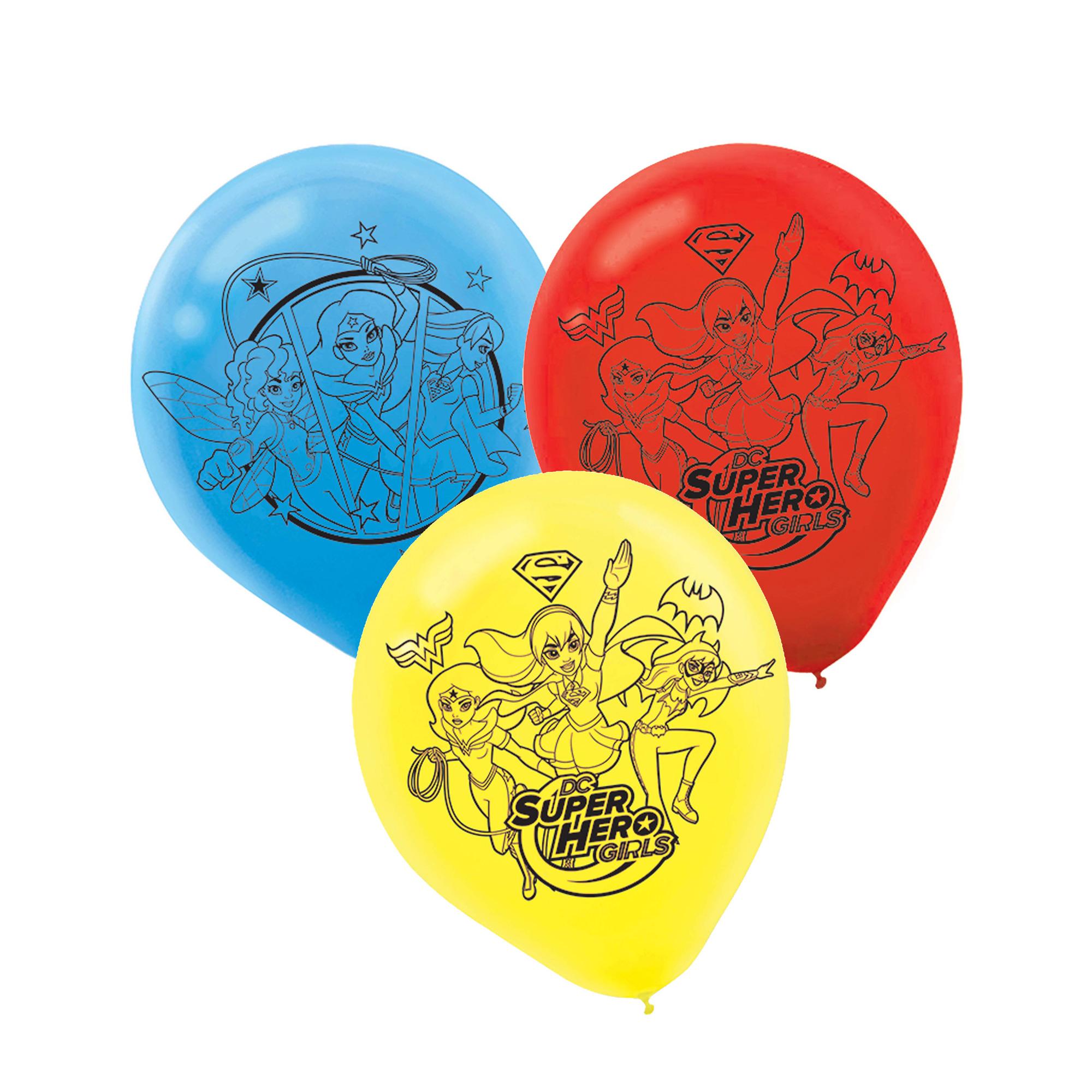DC Superhero Girls Latex Balloon 12in 6pcs Balloons & Streamers - Party Centre