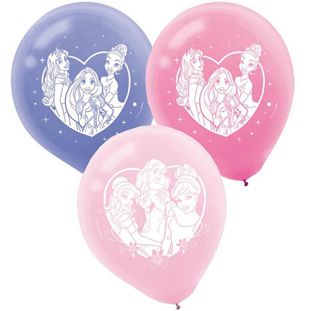 Disney Princess Latex Balloon 12in, 6pcs Balloons & Streamers - Party Centre