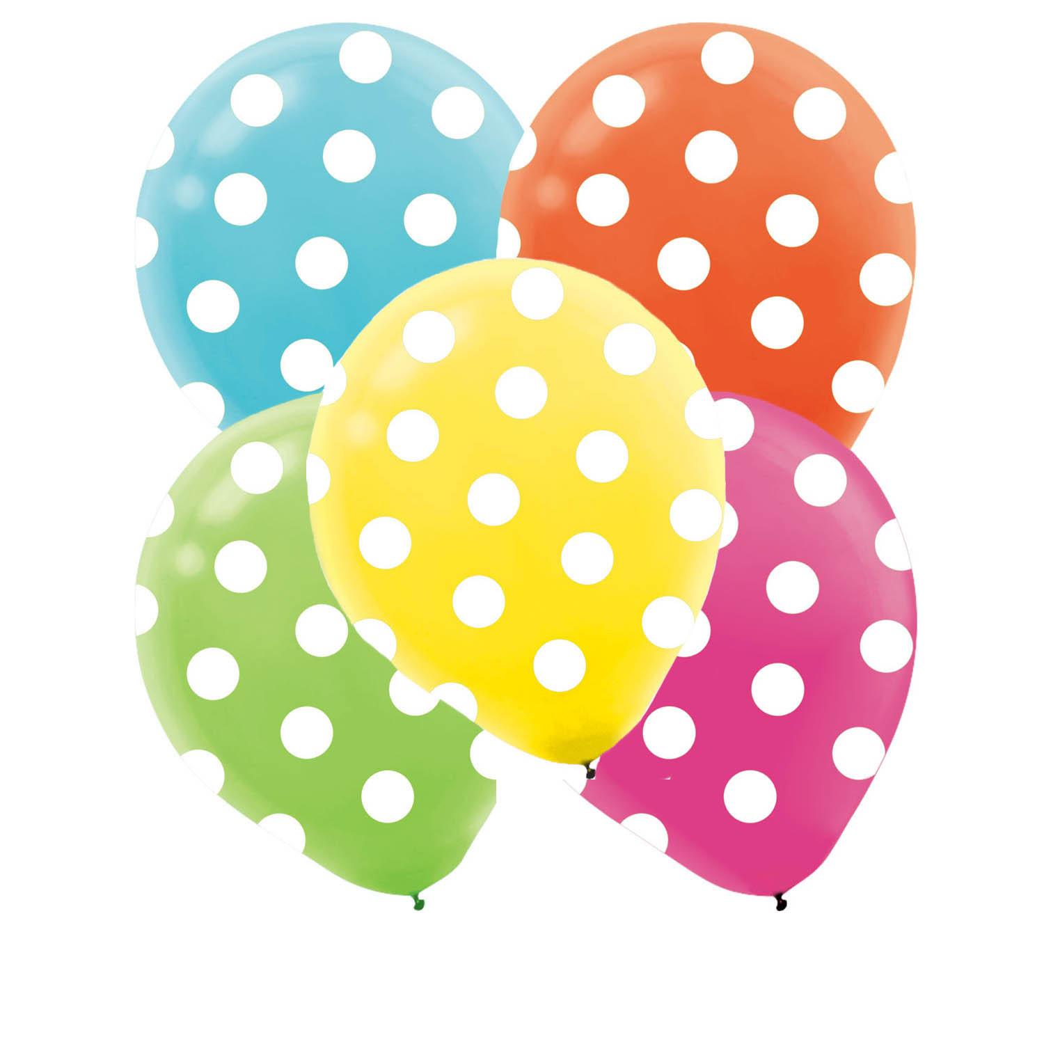 Bright Dots Latex Balloons 12in, 20pcs Balloons & Streamers - Party Centre