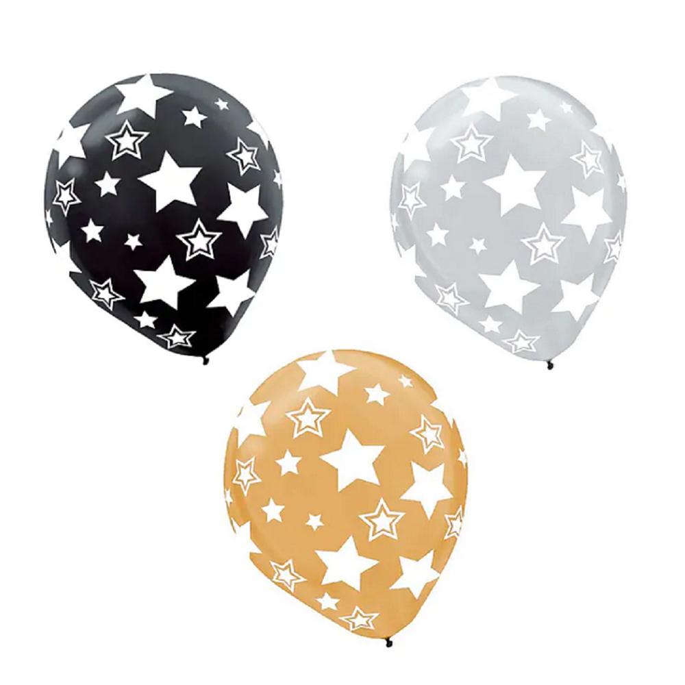 Stars Assorted Latex Balloons 12in, 20pcs Balloons & Streamers - Party Centre
