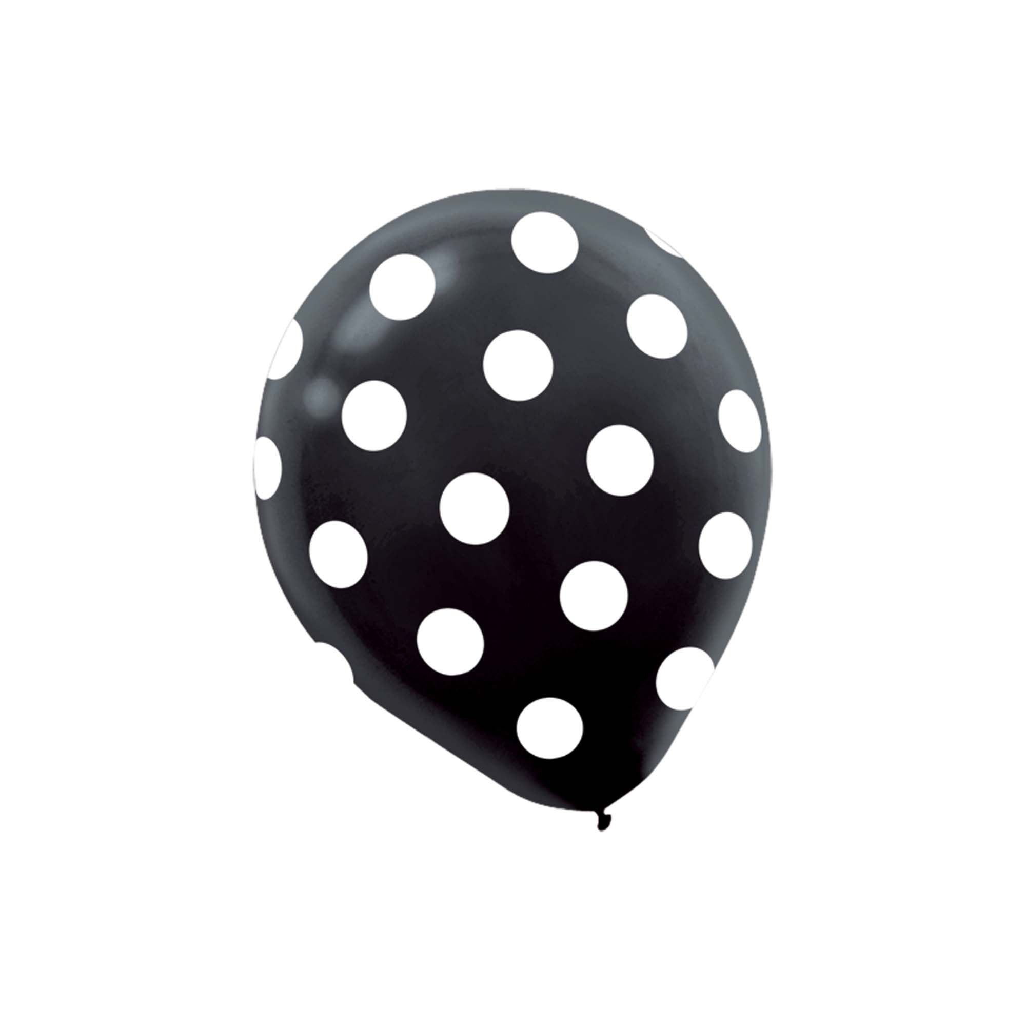 Black Dots Latex Balloons 12in, 6pcs Balloons & Streamers - Party Centre
