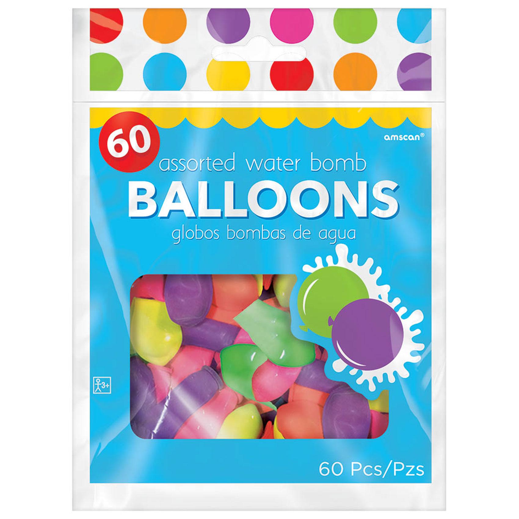 Waterbomb Assorted Balloons 2 3/4in, 60pcs Balloons & Streamers - Party Centre