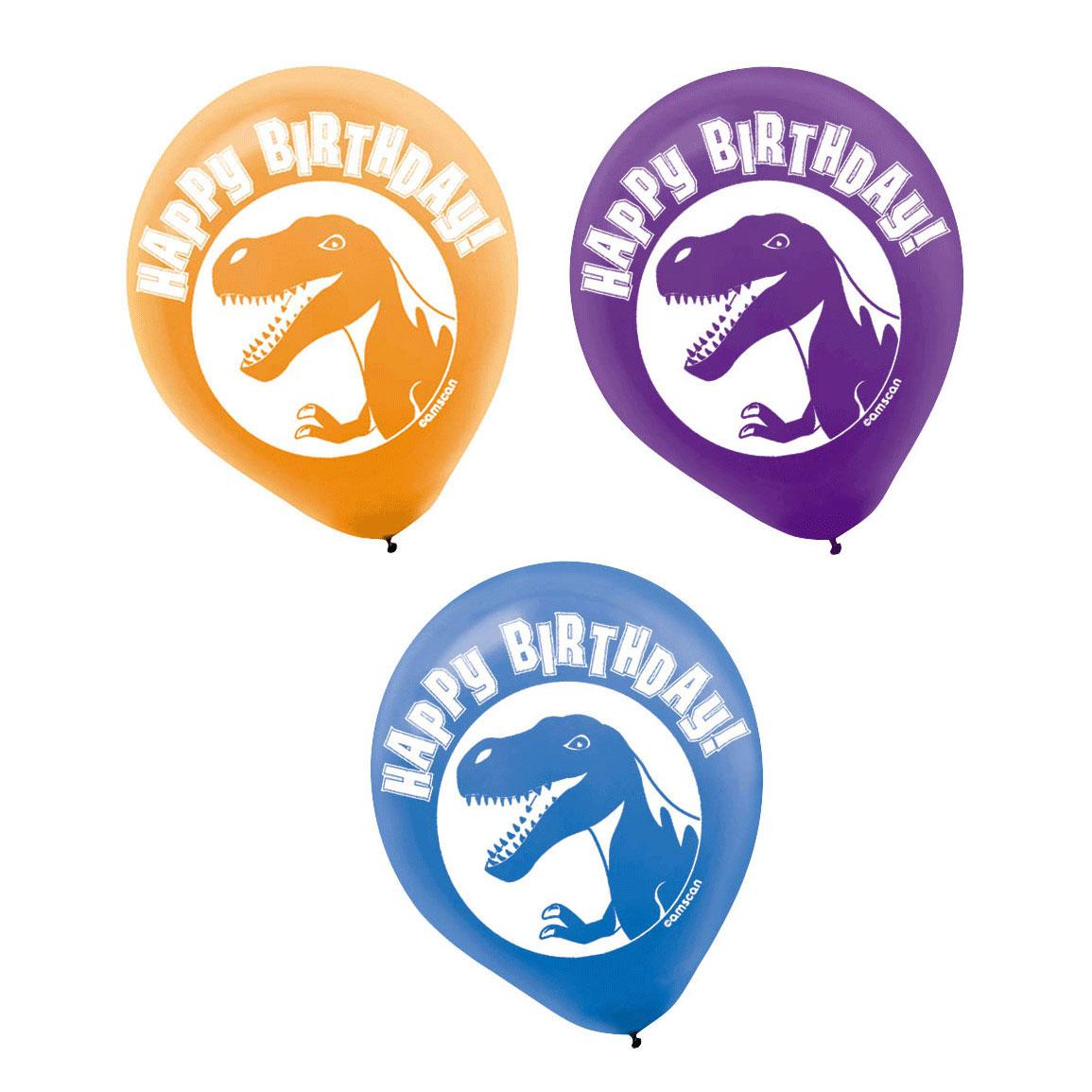 Prehistoric Latex Balloon Assorted 12in, 6pcs Balloons & Streamers - Party Centre