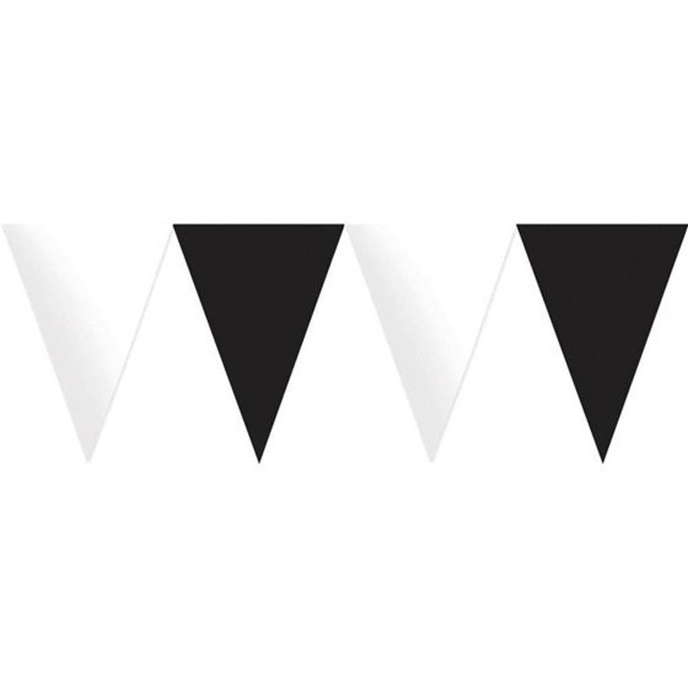 Black & White Paper Pennant Banner Decorations - Party Centre