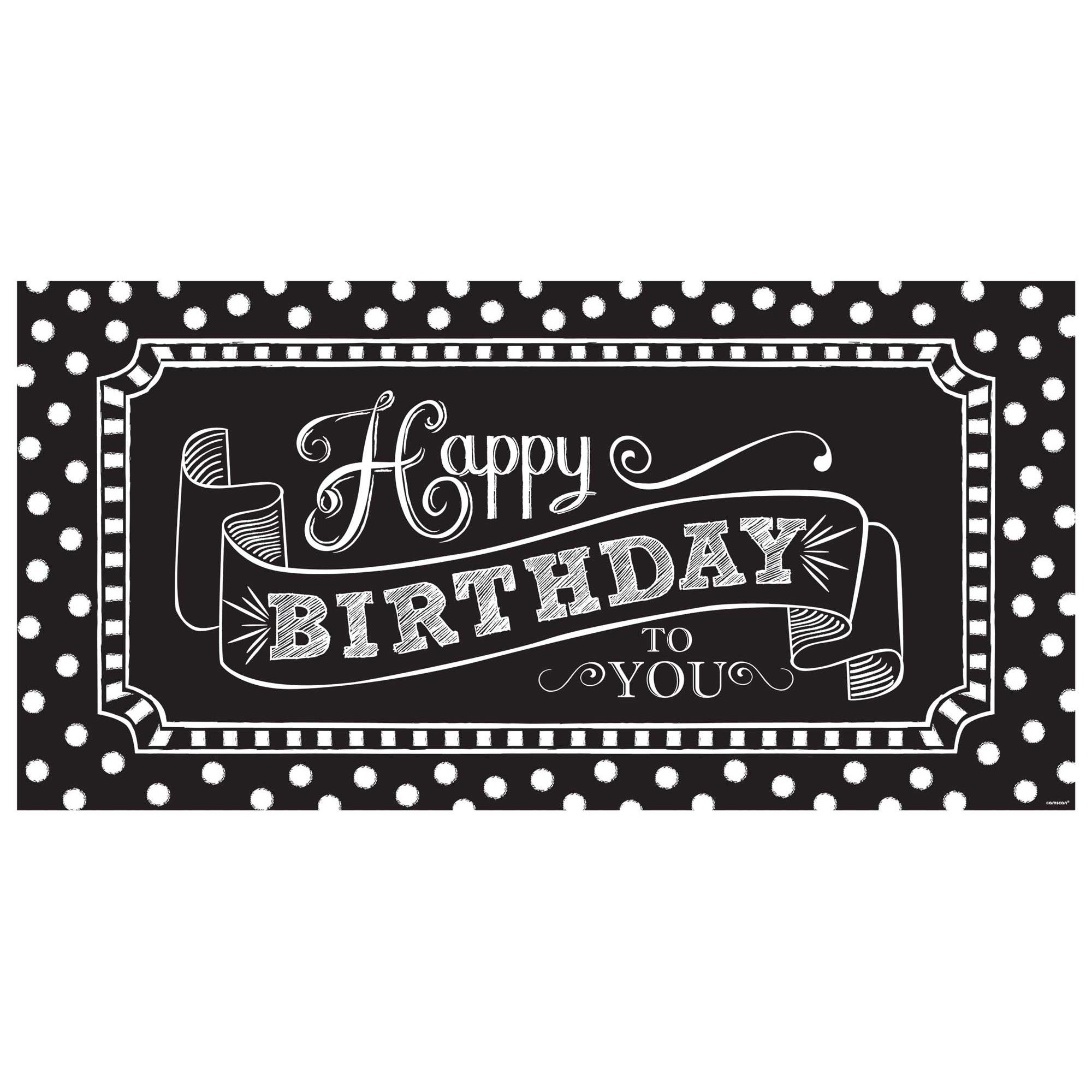 Black & White Happy Birthday Party Sign Decorations - Party Centre