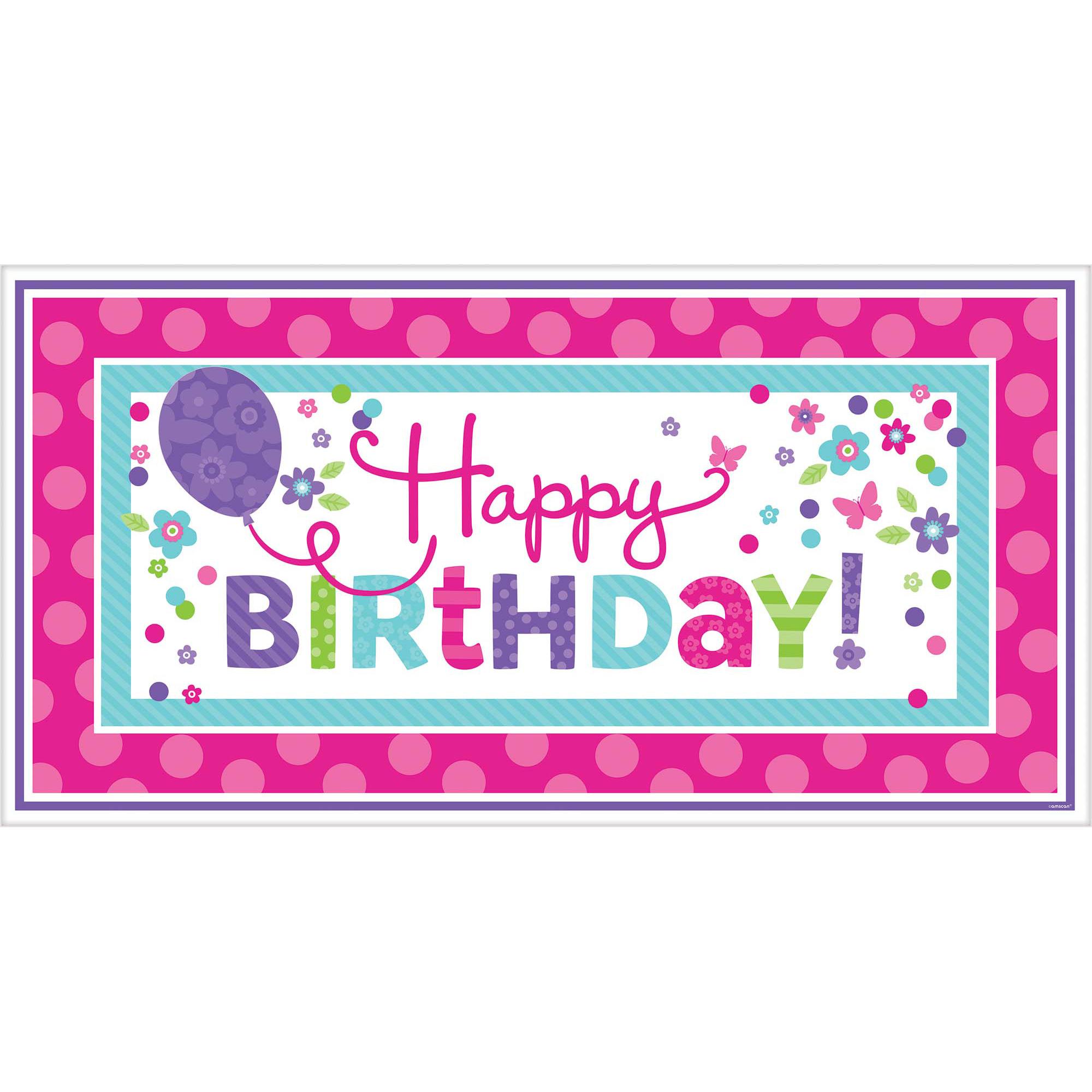 Pink & Teal Happy Birthday Giant Party Sign Decorations - Party Centre
