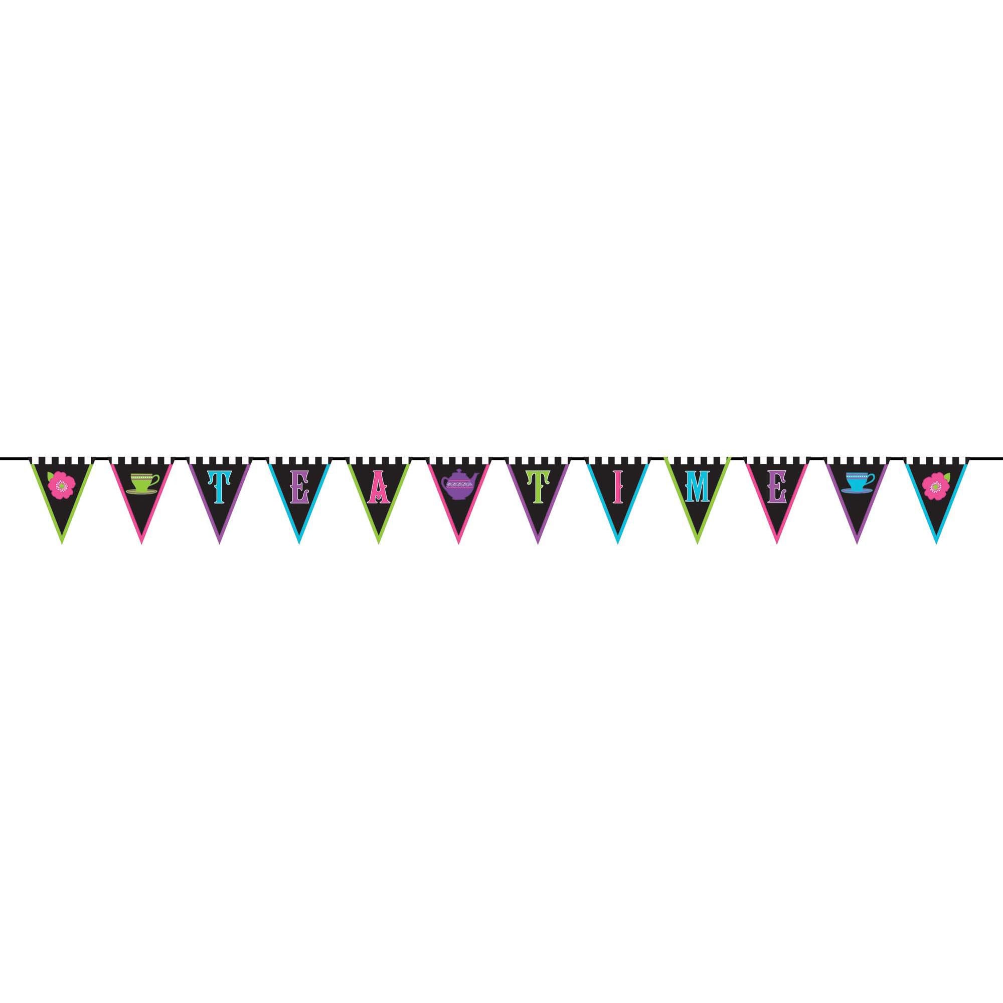 Mad Tea Party Fabric Pennant Banner Decorations - Party Centre