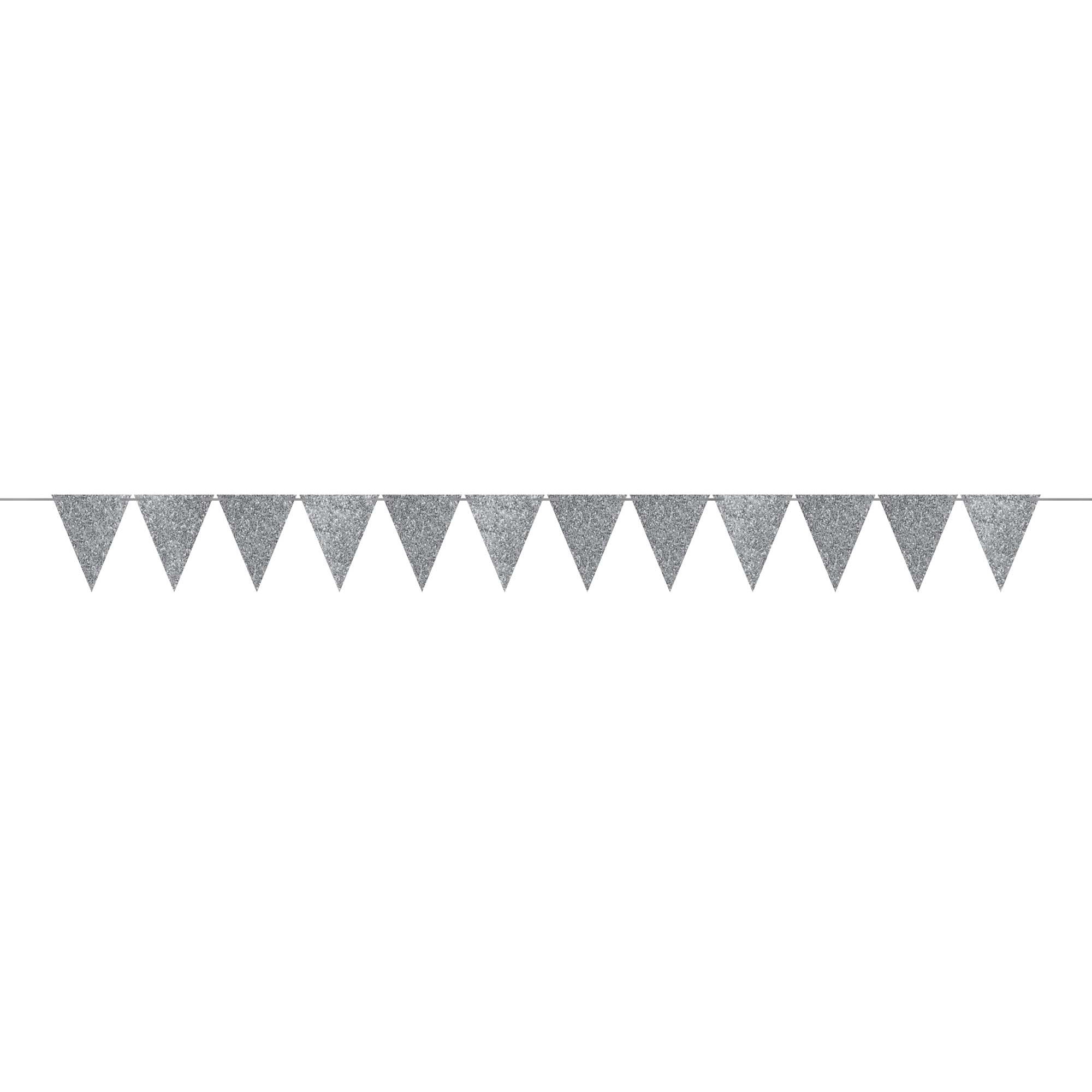 Sparkle Silver Large Paper Pennant Banner