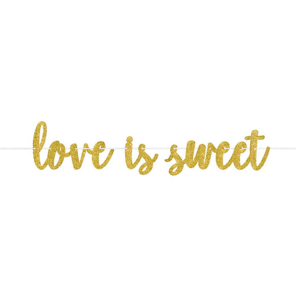 Love Is Sweet Glitter Paper Banner 12ft Decorations - Party Centre