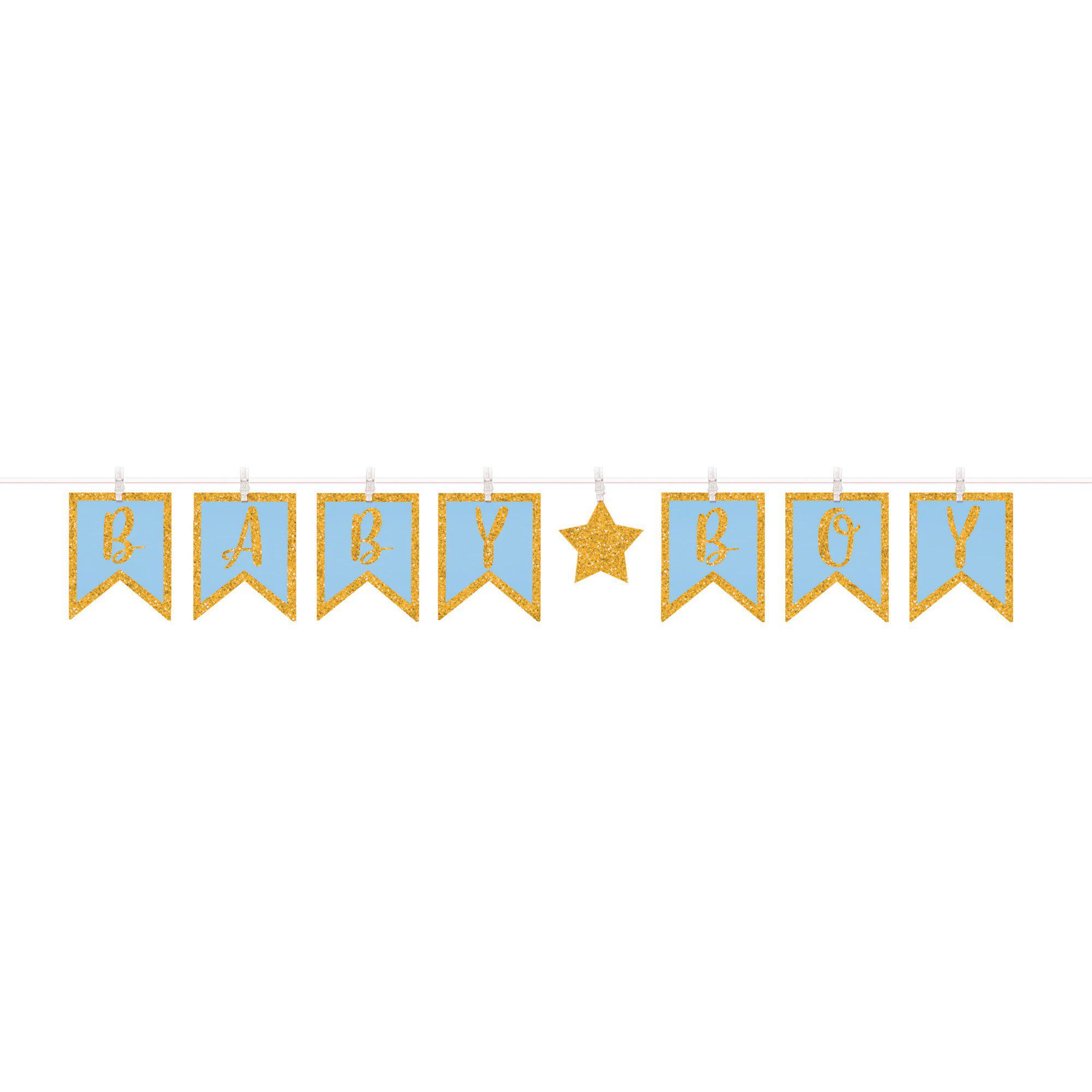 Baby Boy Clothespin Letter Banner Decorations - Party Centre