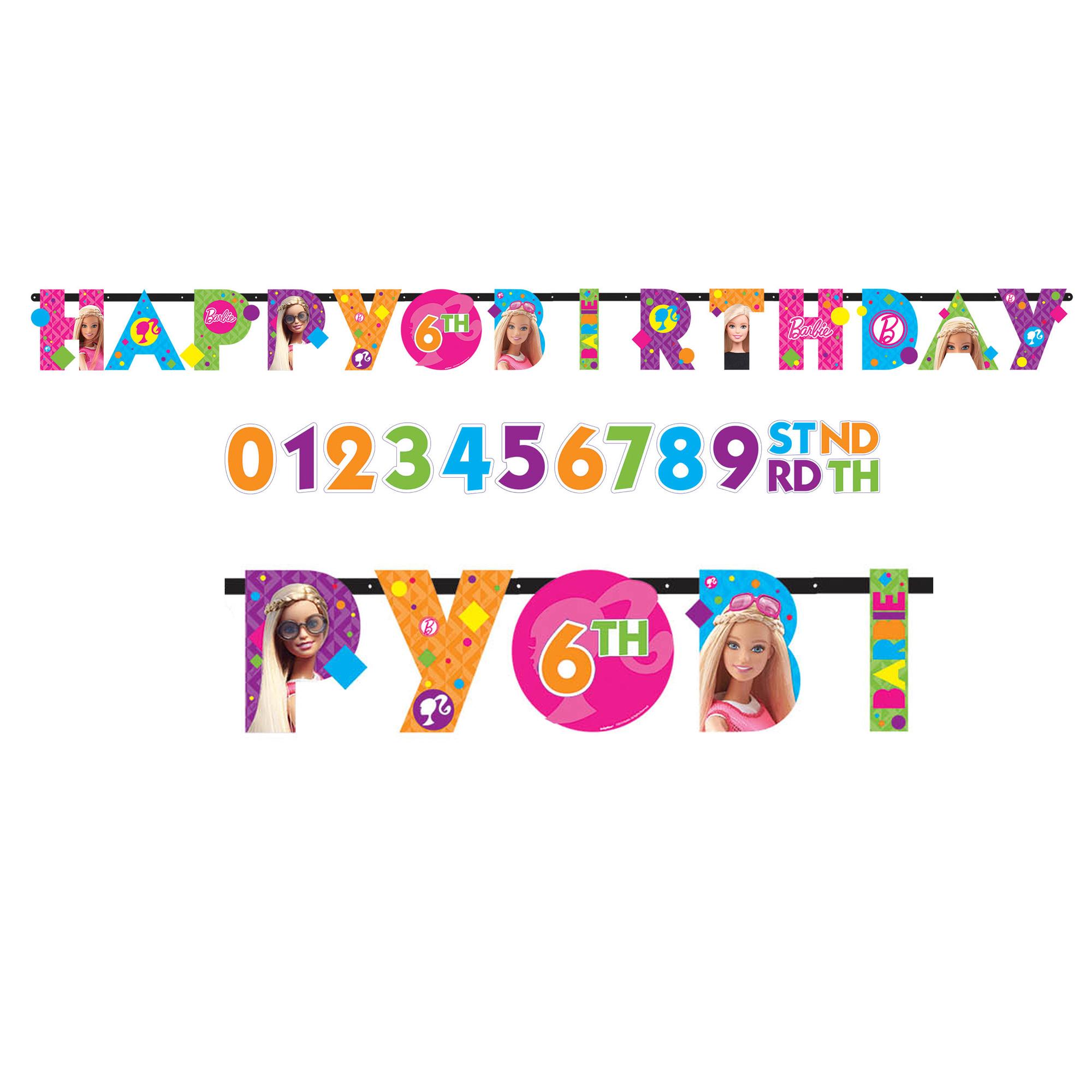 Barbie Sparkle Add An Age Jumbo Letter Banner Decorations - Party Centre