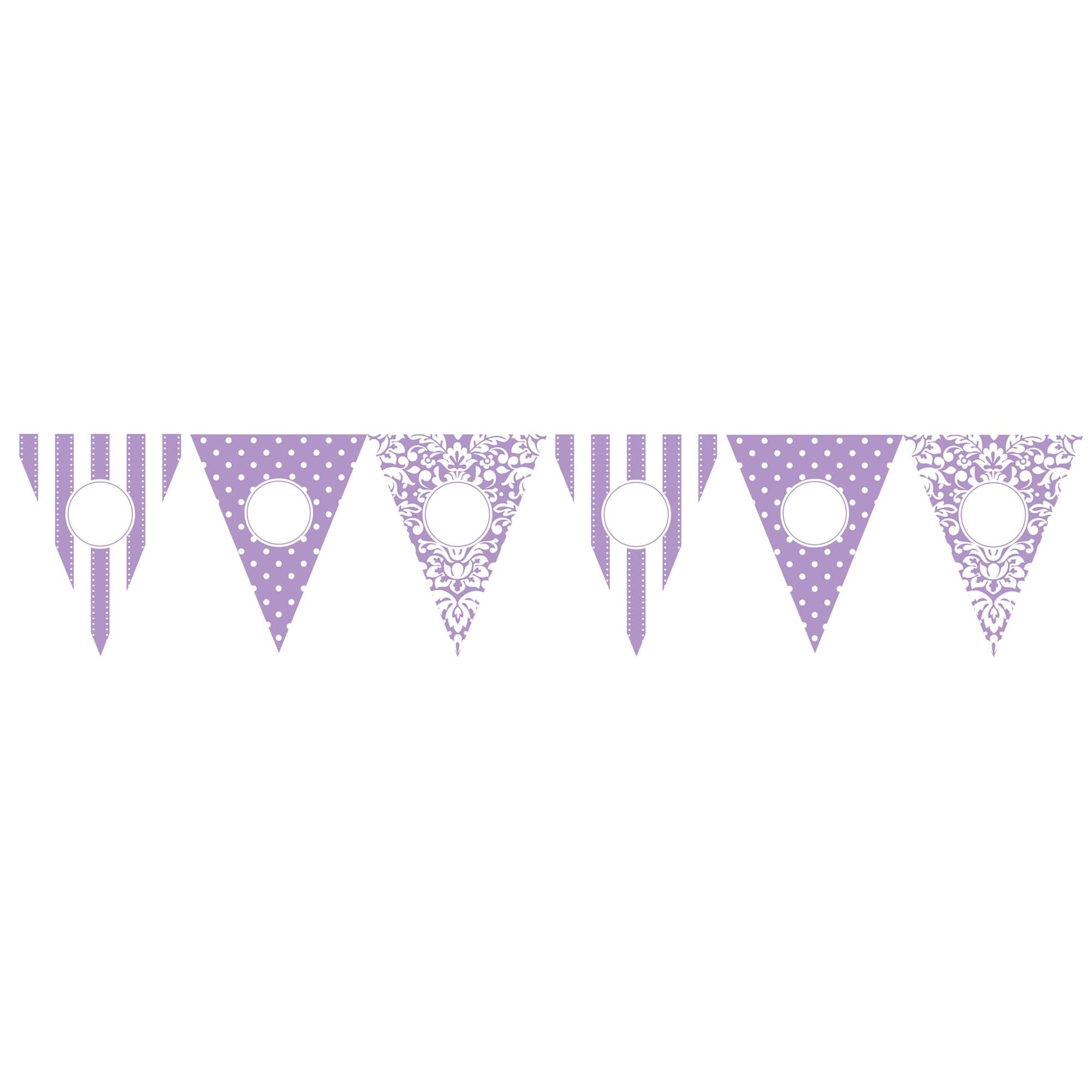 Lilac Personalized Pennant Banner 24pcs Decorations - Party Centre