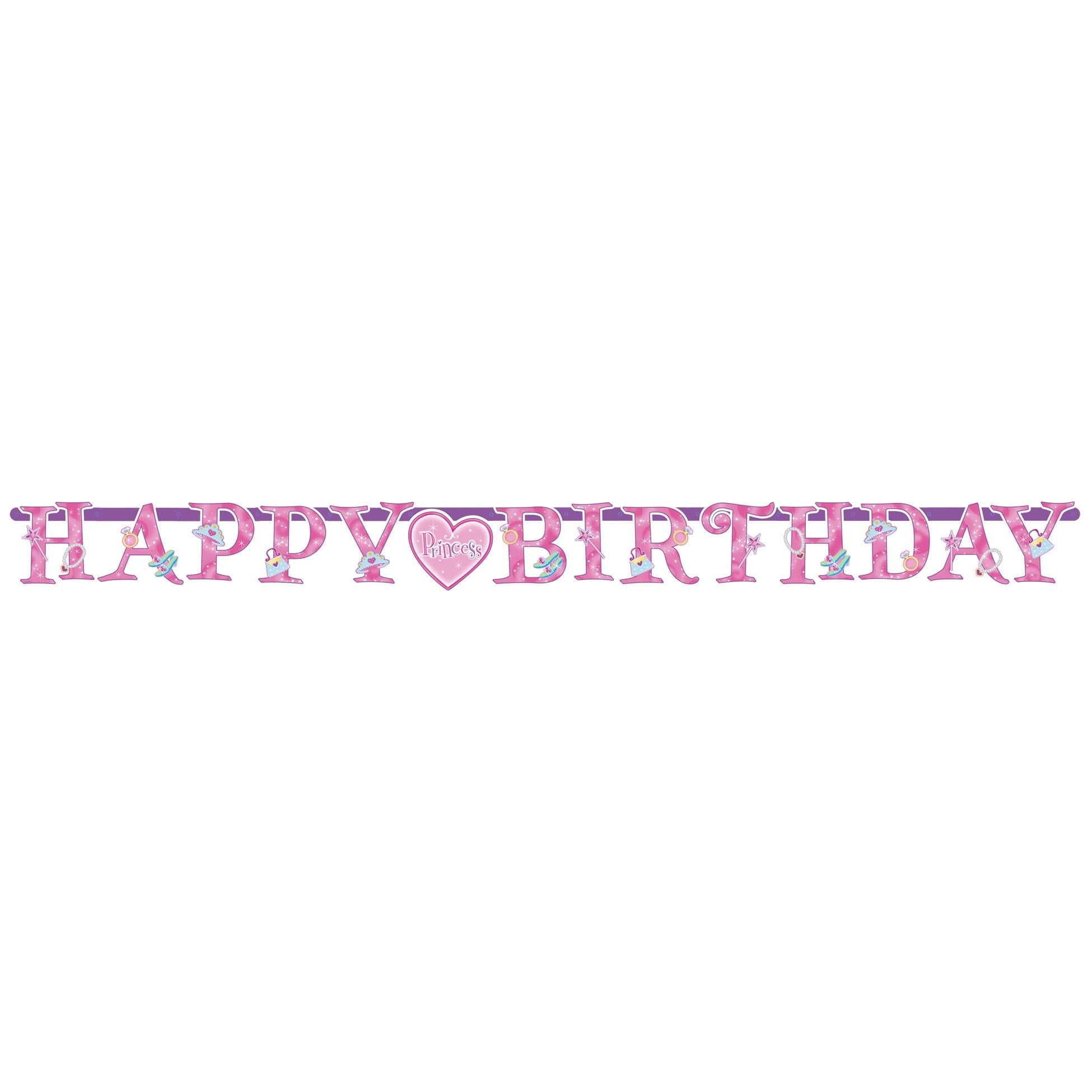 Happy Birthday Princess Letter Banner Decorations - Party Centre