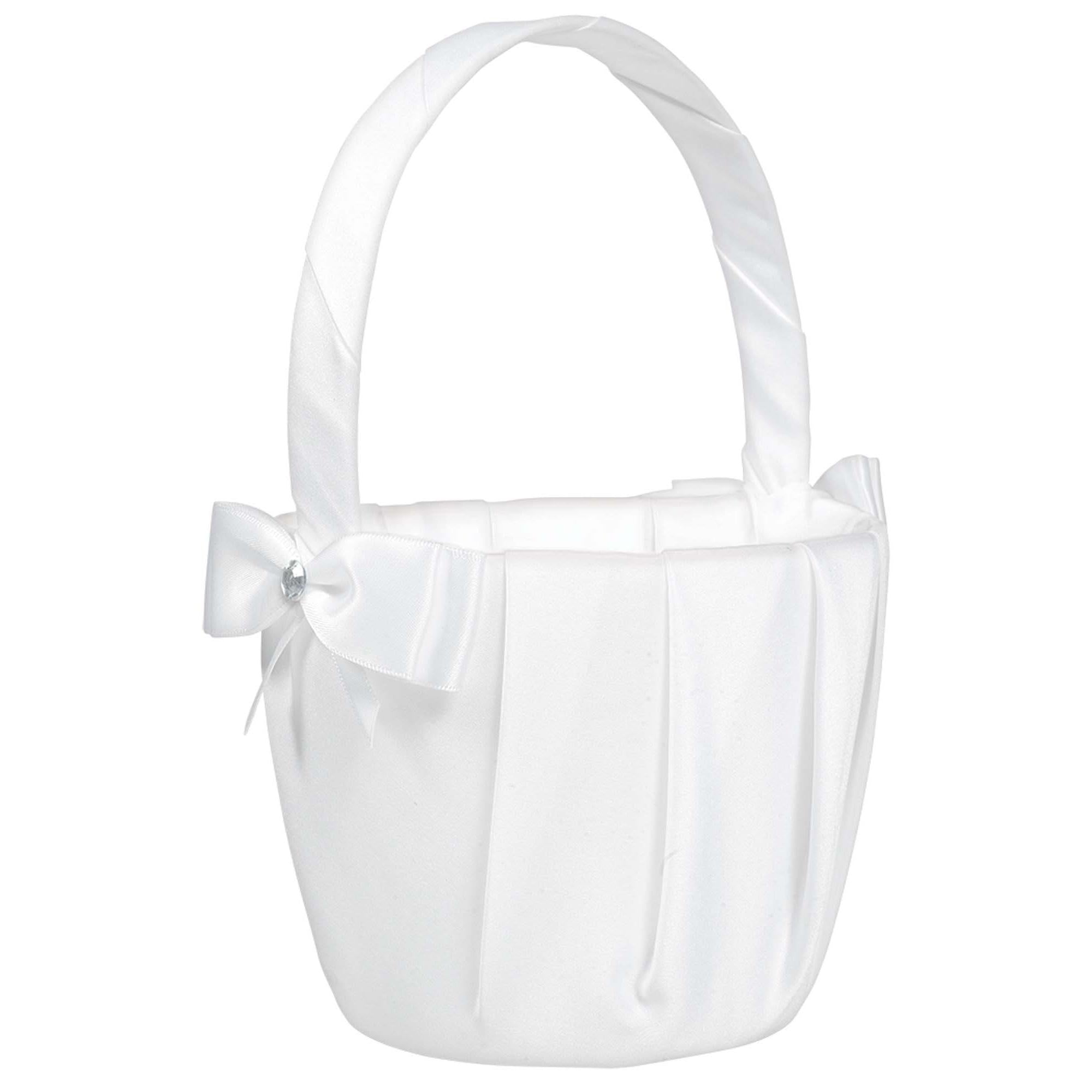 White Bow Flower Basket 5in x 4in Favours - Party Centre