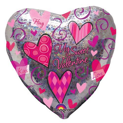 My Sweet Valentine Holographic Balloon 32in Balloons & Streamers - Party Centre