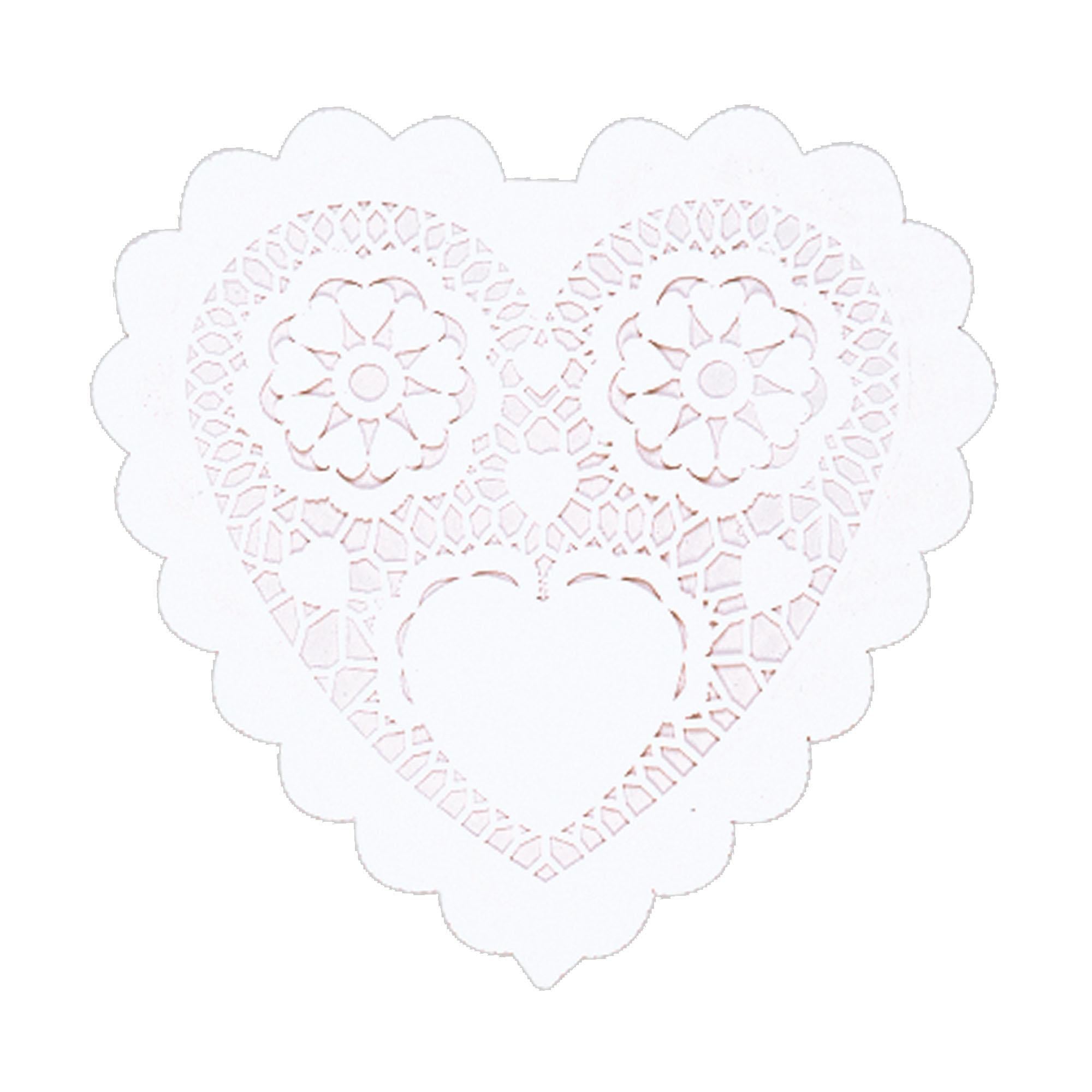 White Heart-Shaped Paper Doilies  3.5in, 28pcs Party Accessories - Party Centre