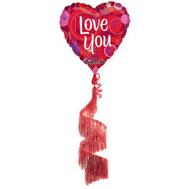 Love You Coil Tail Balloon Balloons & Streamers - Party Centre