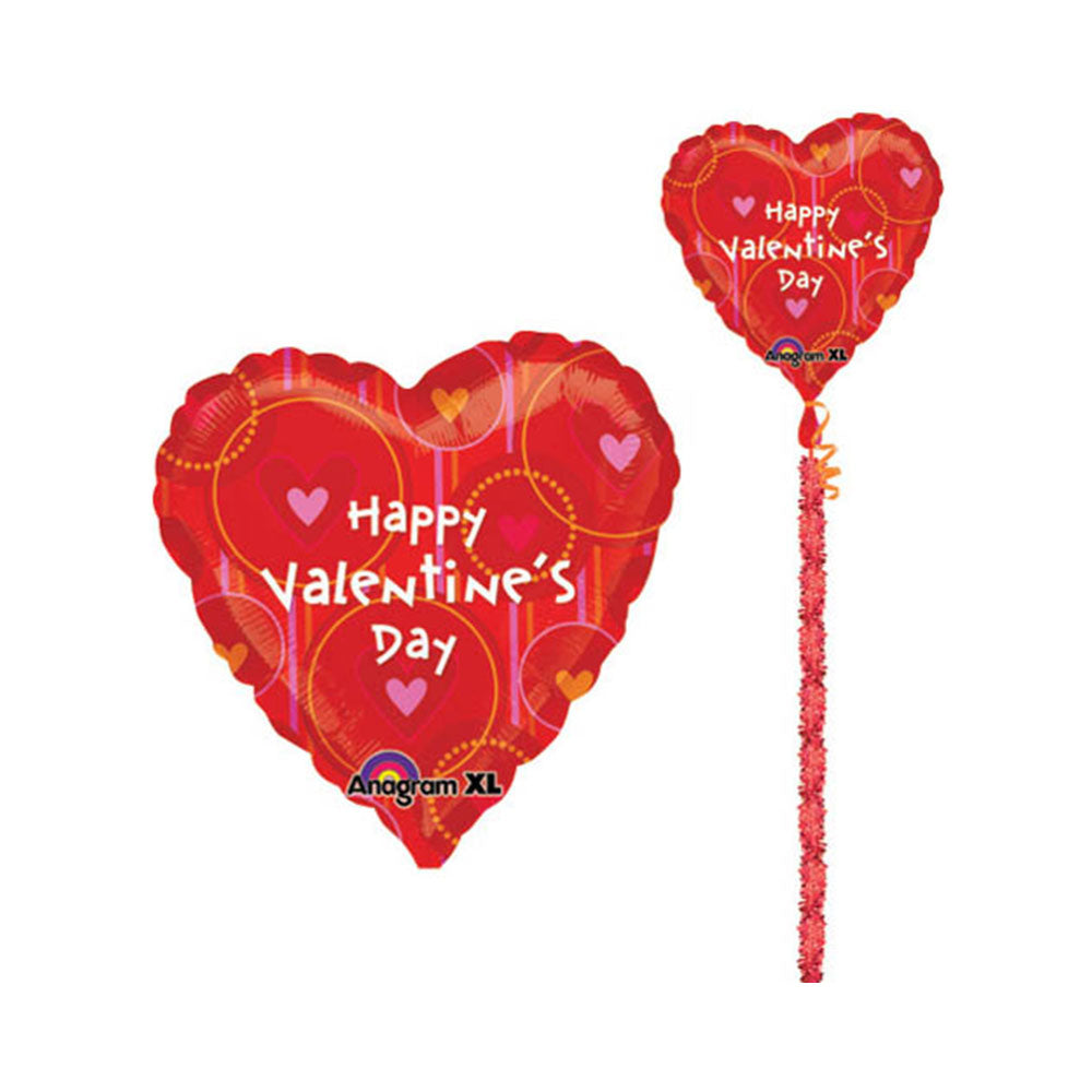 Hearts & Circles Valentine Garland Tail Balloon 29 x 90in Balloons & Streamers - Party Centre