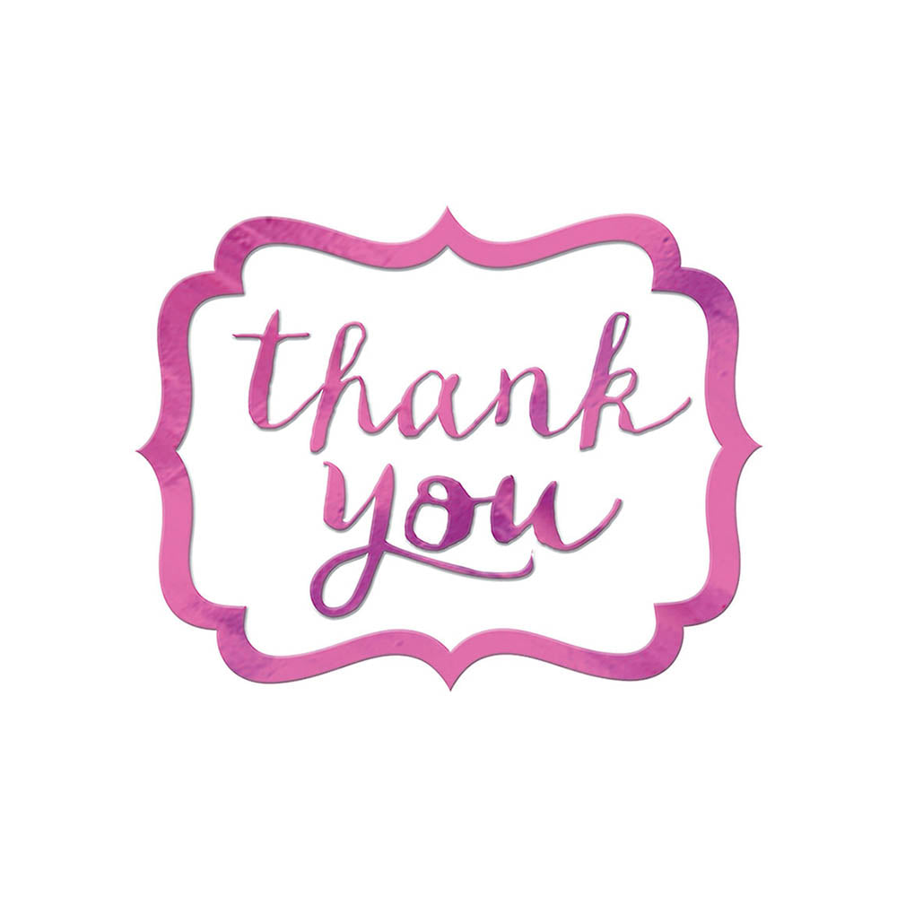Bright Pink Thank You Stickers 50pcs Favours - Party Centre