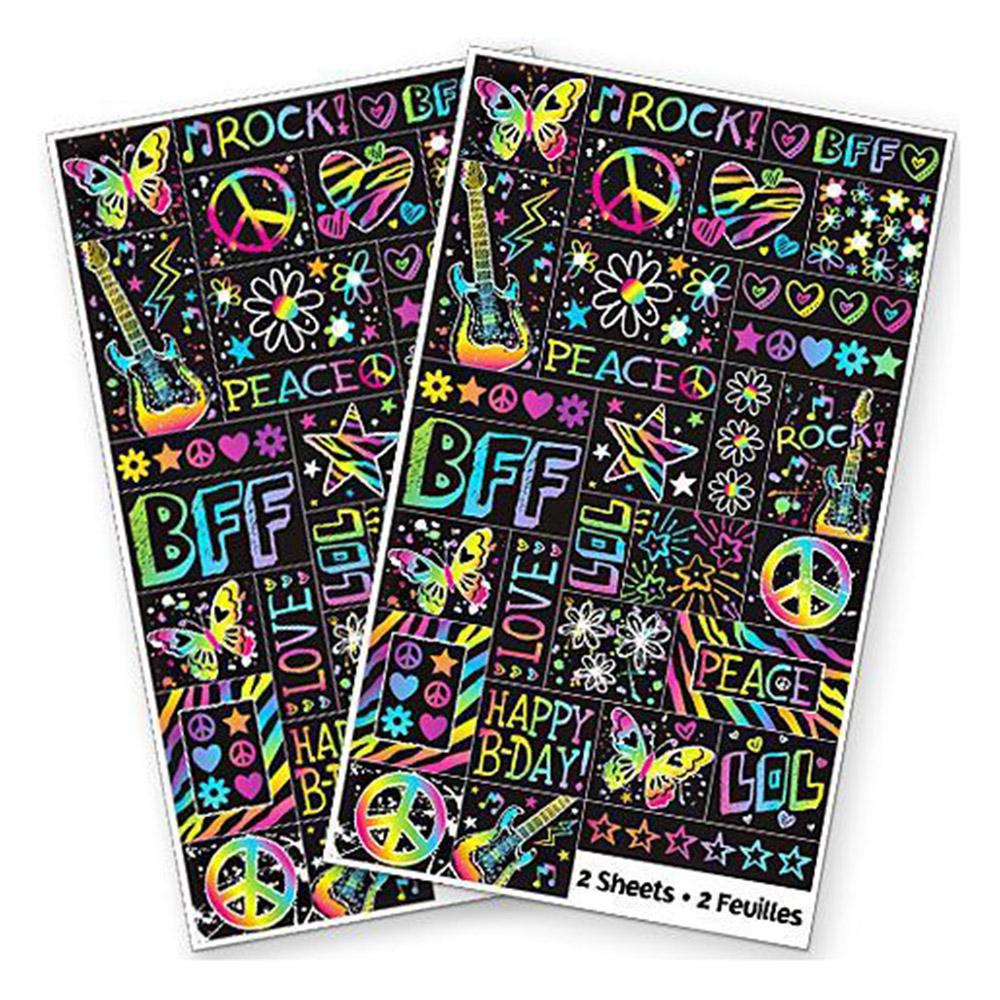 Neon Birthday Sticker Sheets 2pcs Favours - Party Centre