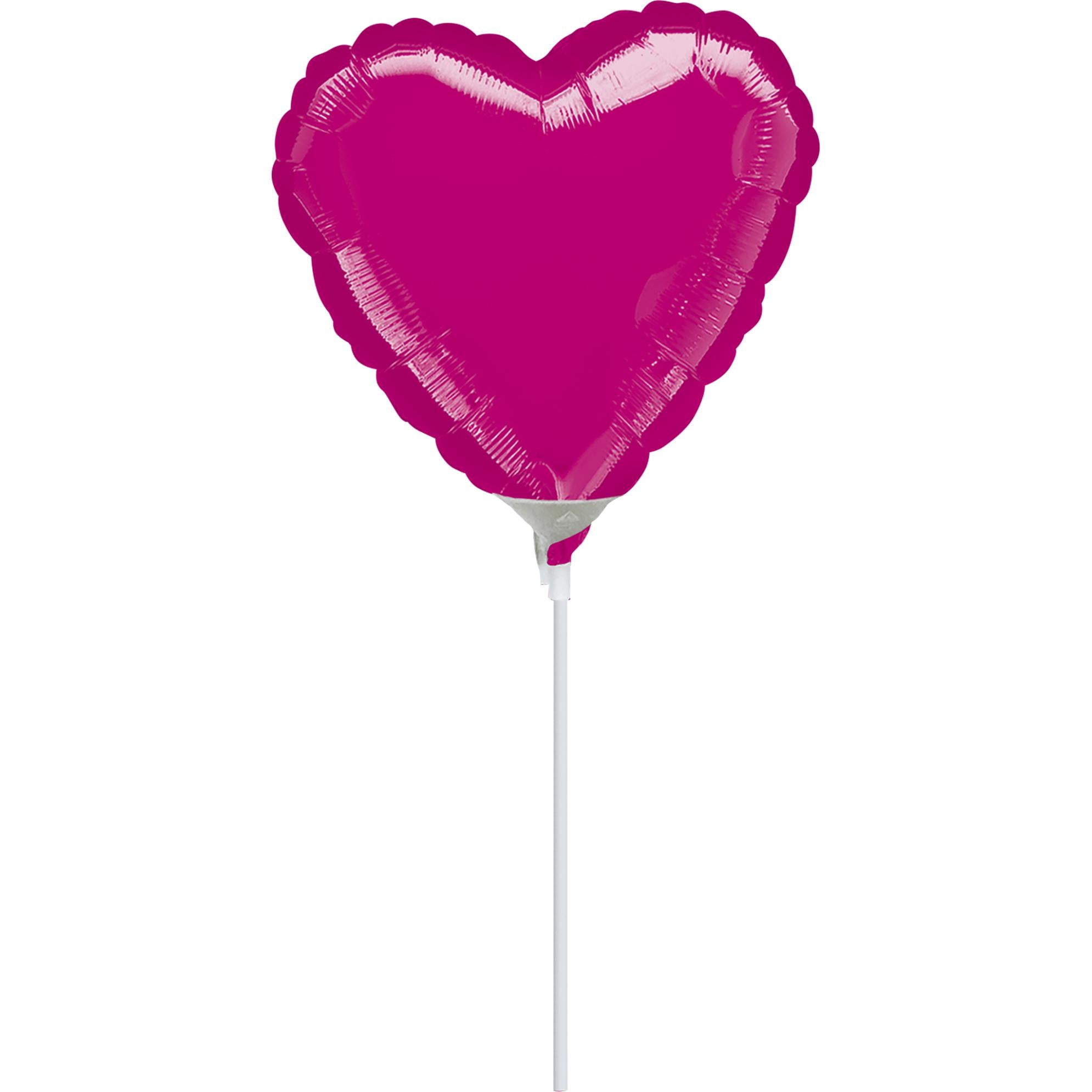 Metallic Fuchsia Heart Foil Balloon 4in Balloons & Streamers - Party Centre