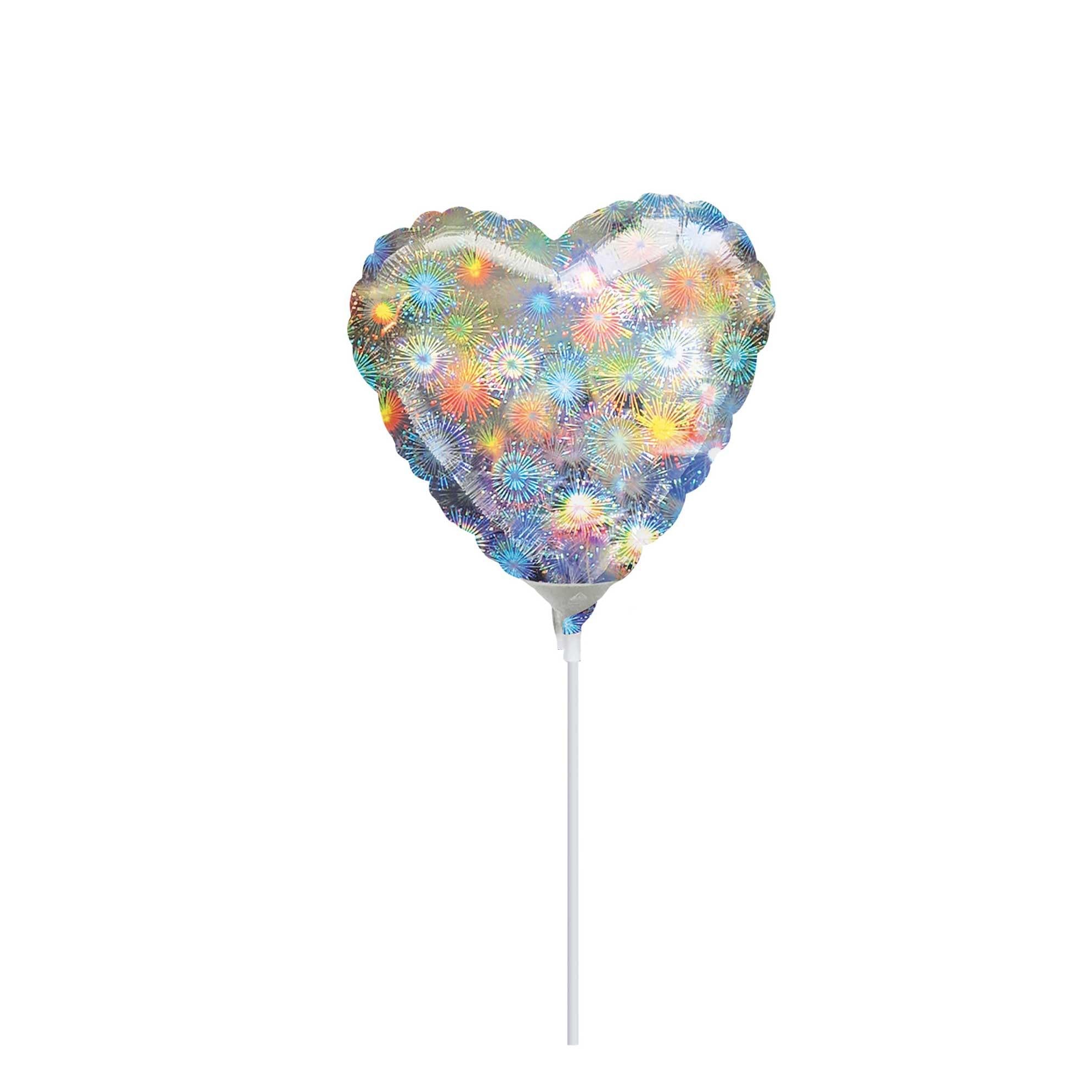 Holographic Fireworks Heart 4in Balloons & Streamers - Party Centre
