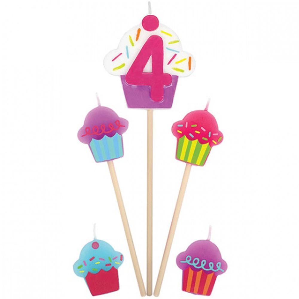 #4 Cupcake Birthday Pick Candle Party Accessories - Party Centre