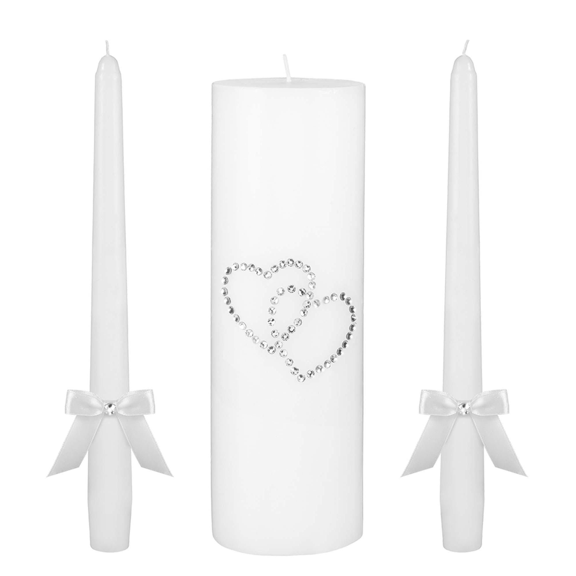 White Hearts Unity Candle Set Party Accessories - Party Centre