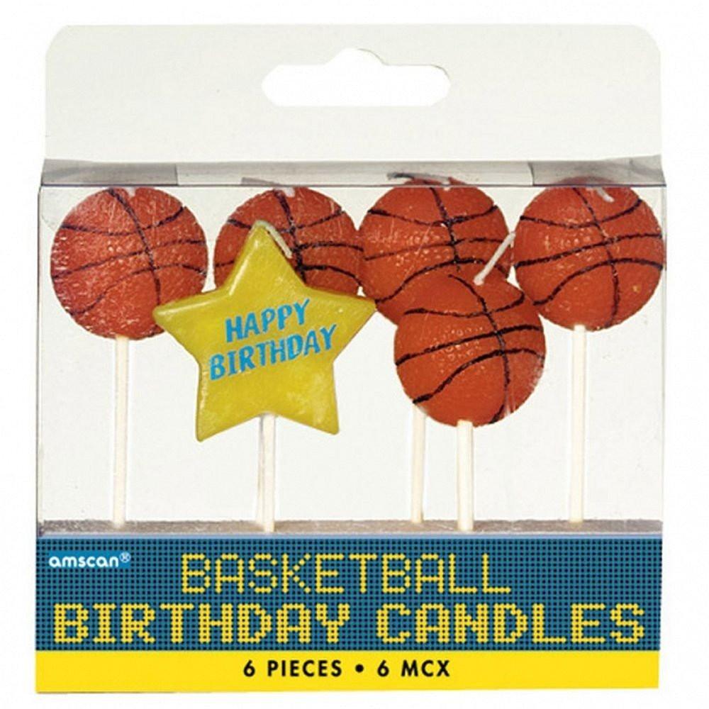 Basketball Birthday Pick Candles 3in, 6pcs Party Accessories - Party Centre