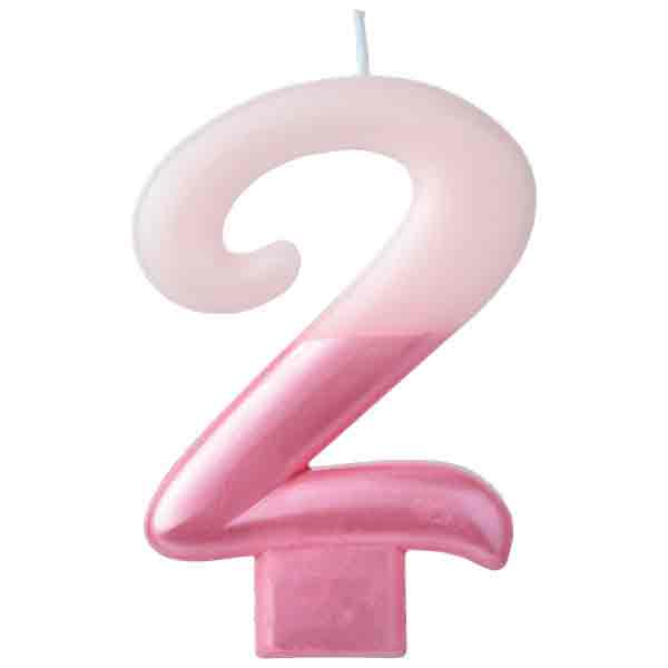 Numeral #2 Metallic Pink Molded Candle