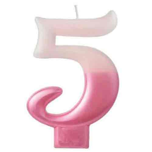 Numeral #5 Metallic Pink Molded Candle