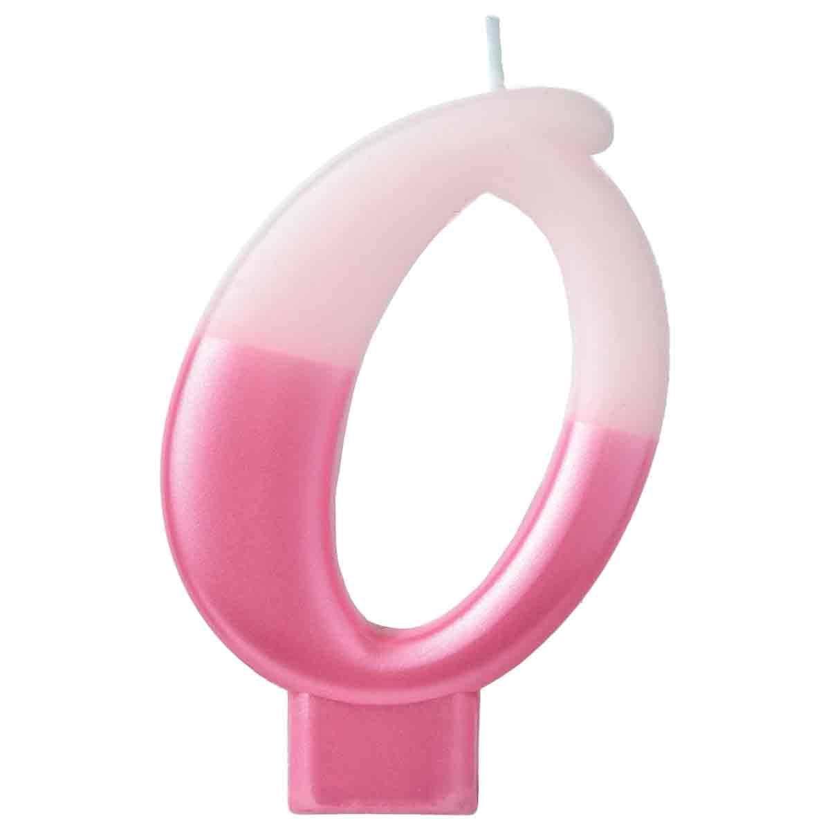 Numeral #0 Metallic Pink Molded Candle