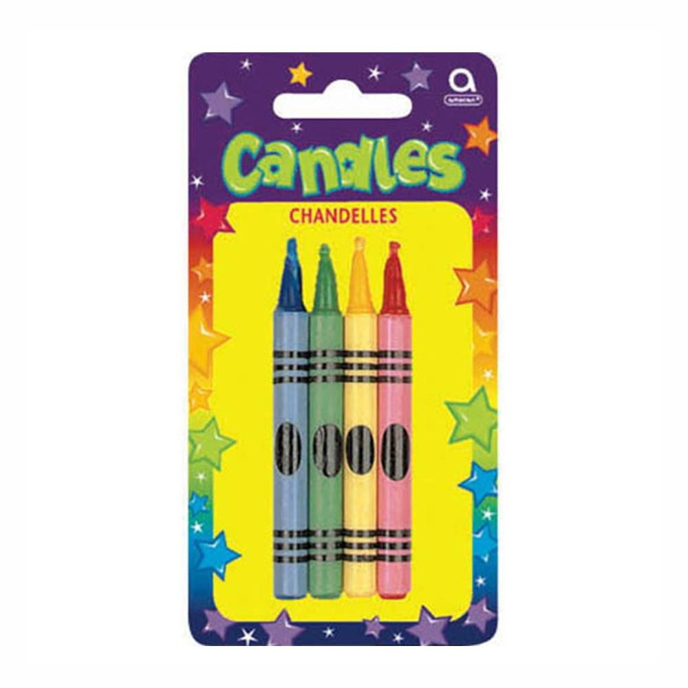 Large Crayon Candles 3in, 8pcs Party Accessories - Party Centre
